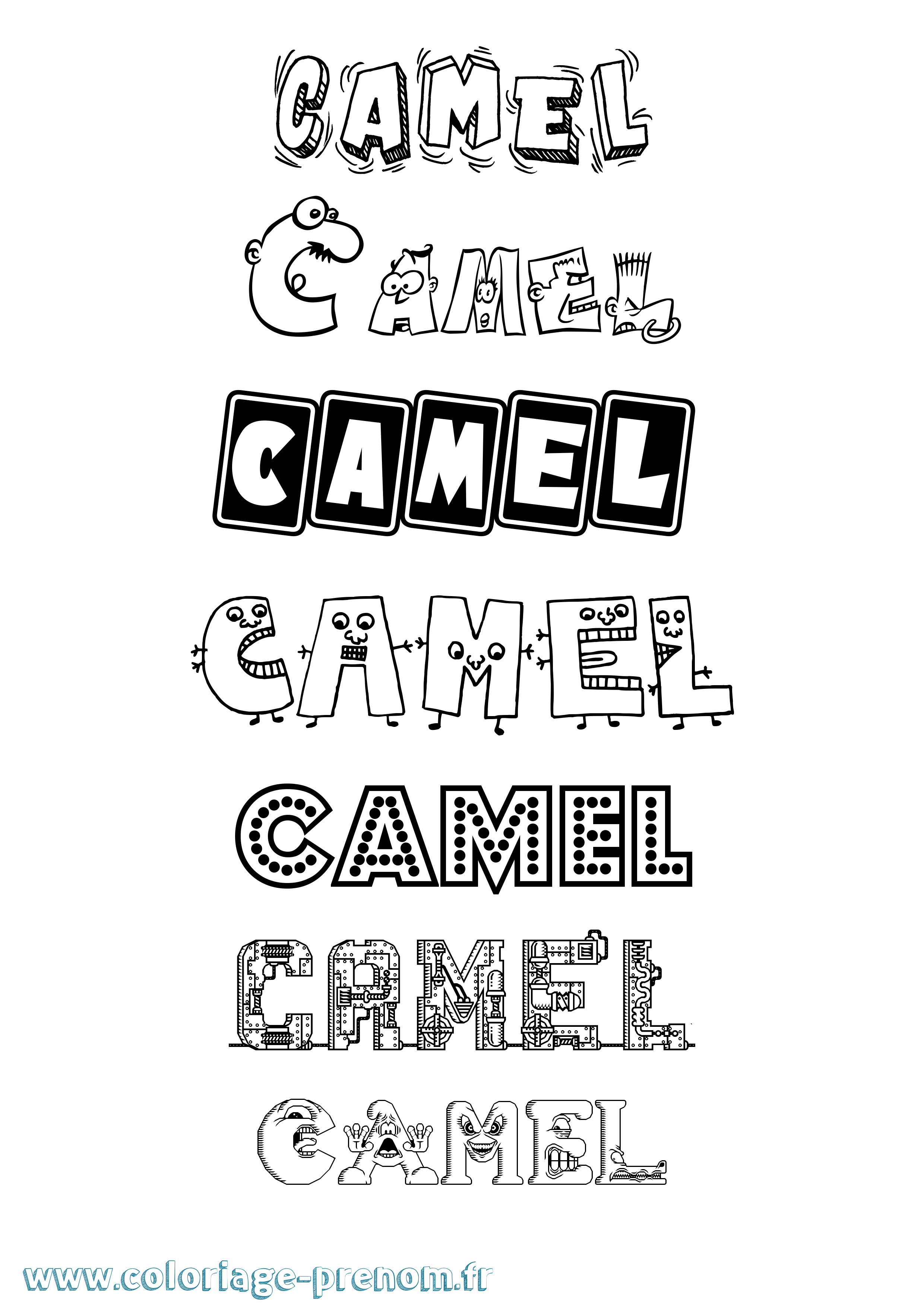 Coloriage prénom Camel Fun