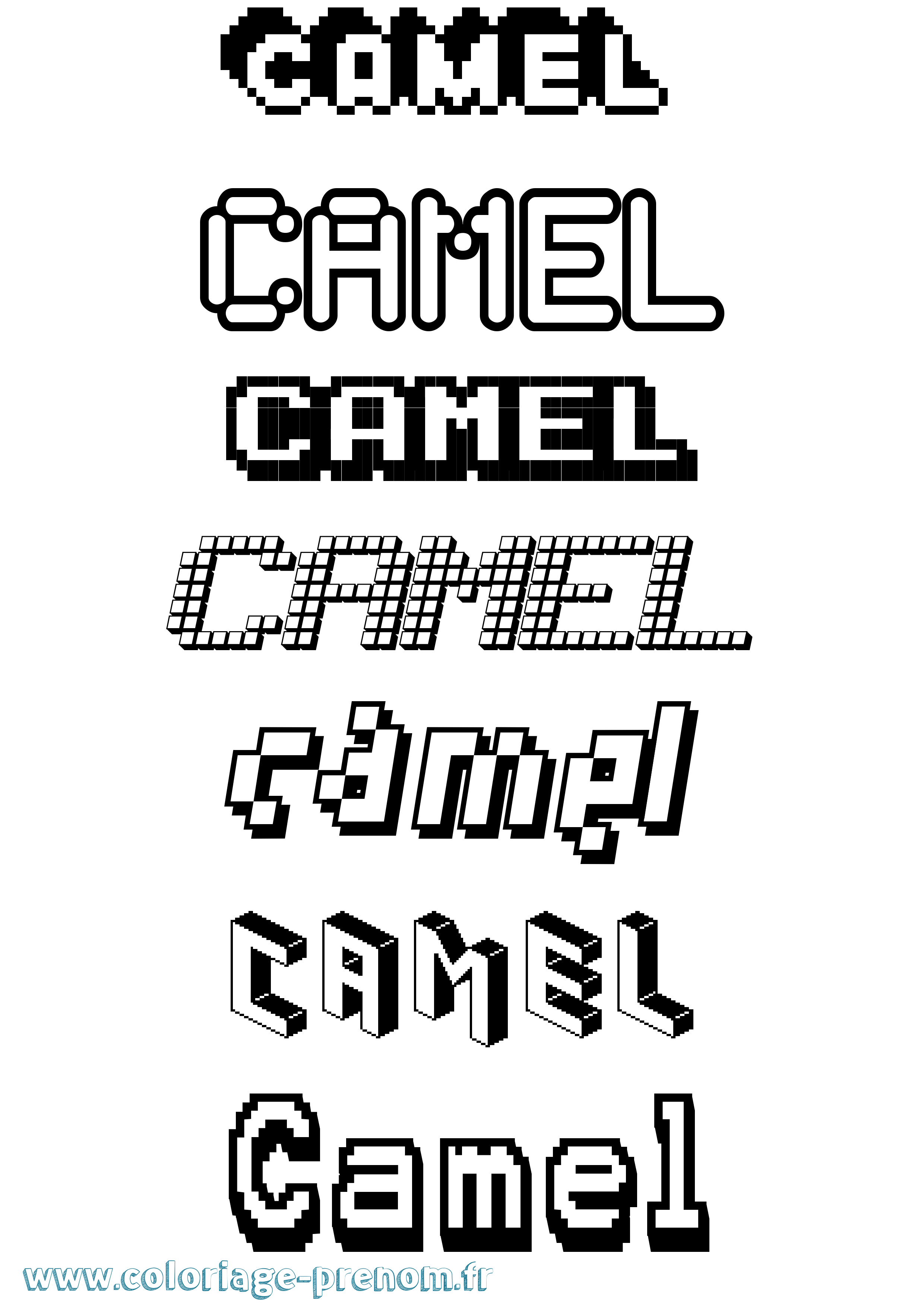 Coloriage prénom Camel Pixel