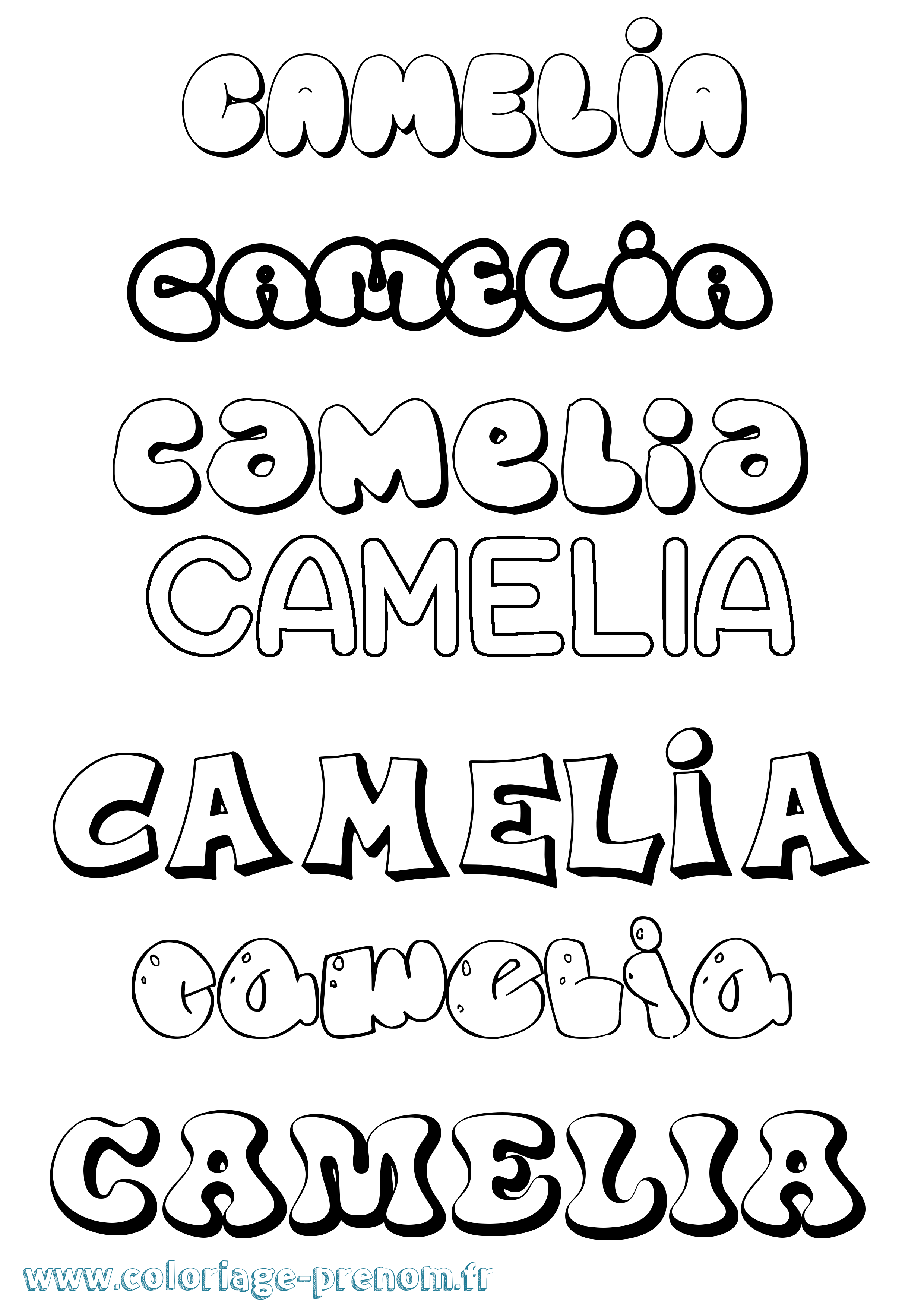 Coloriage prénom Camelia Bubble