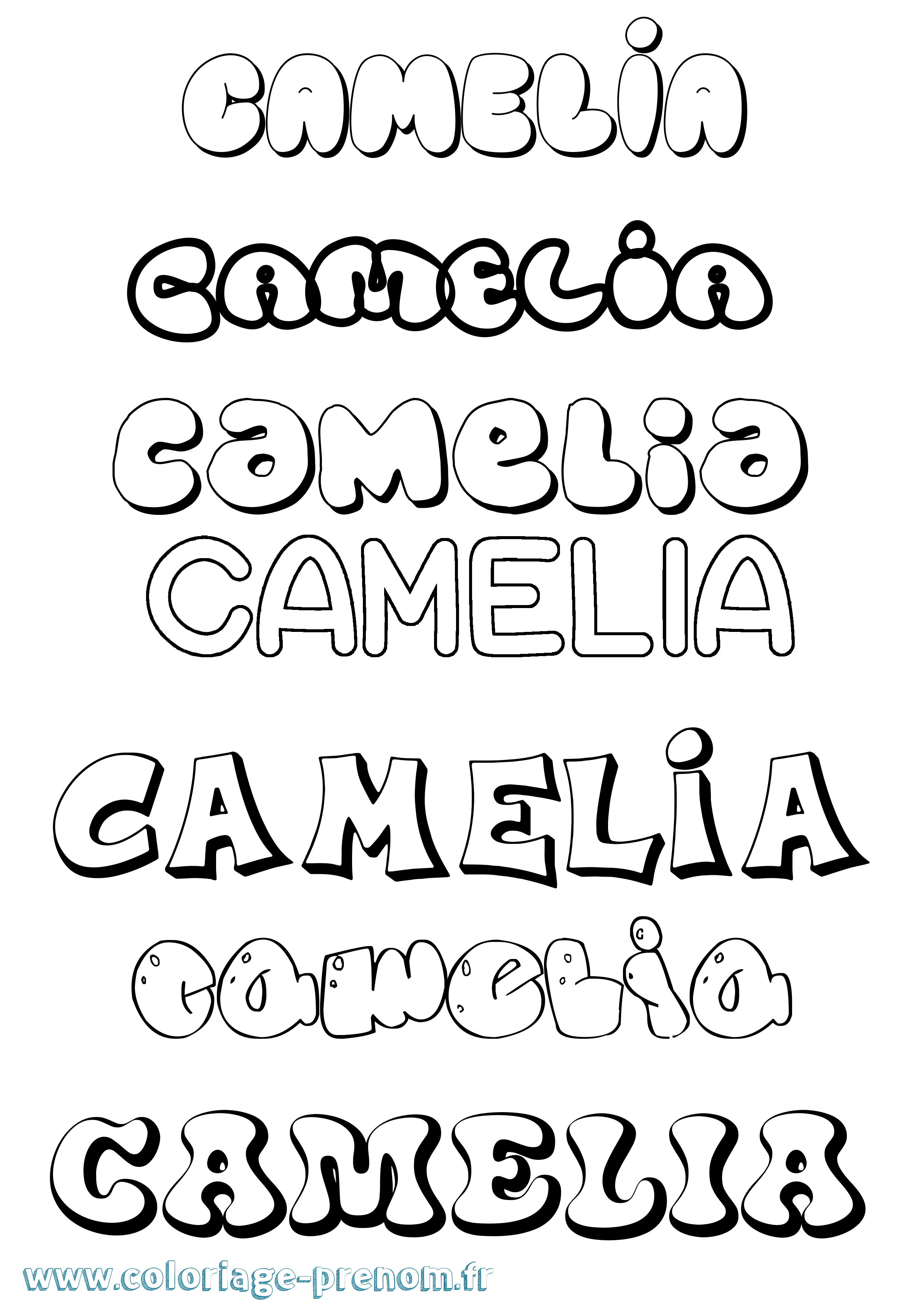 Coloriage Camelia Bubble Coloriage prénom Camelia Bubble