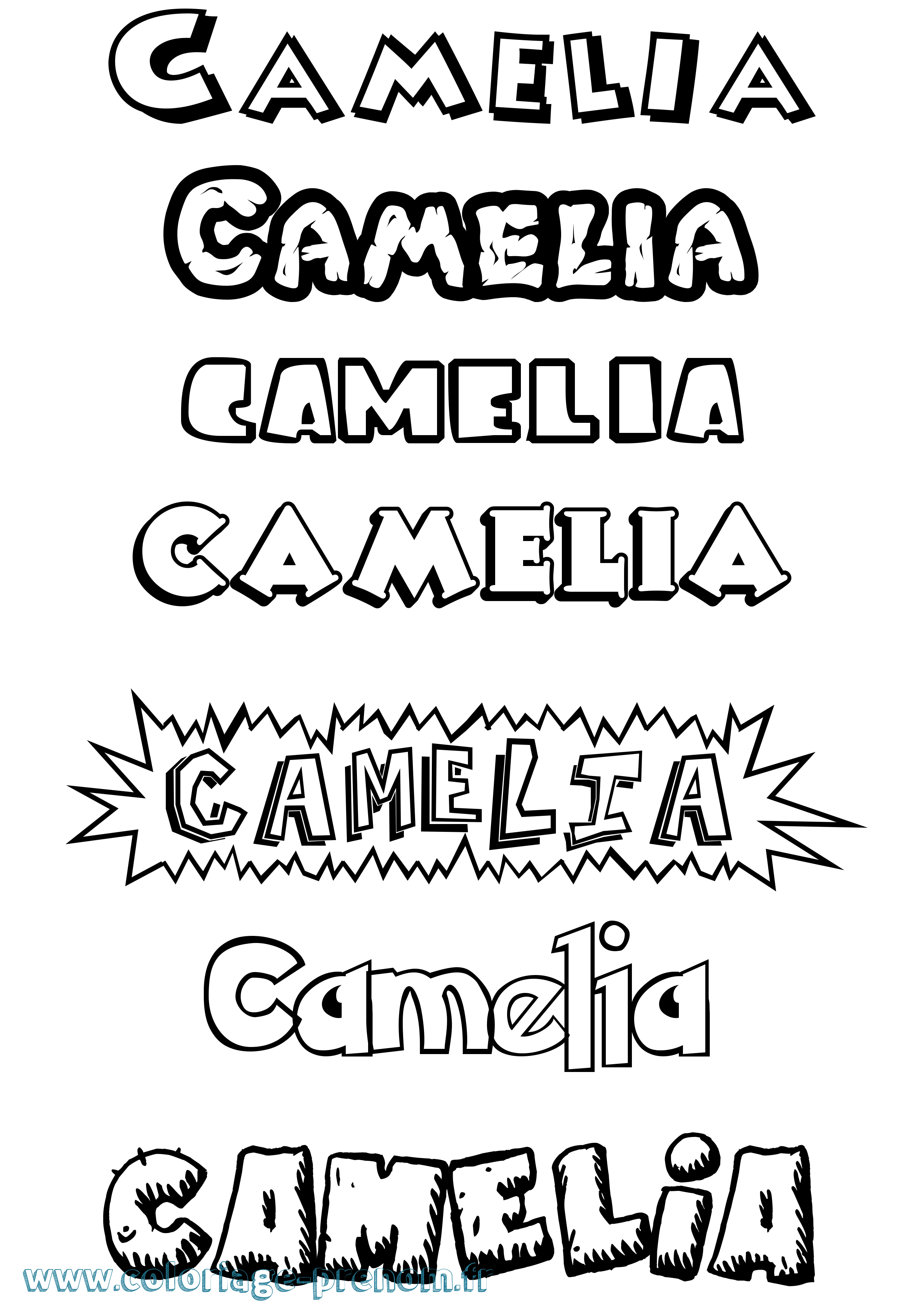 Coloriage Camelia Dessin Animé Coloriage prénom Camelia Dessin Animé