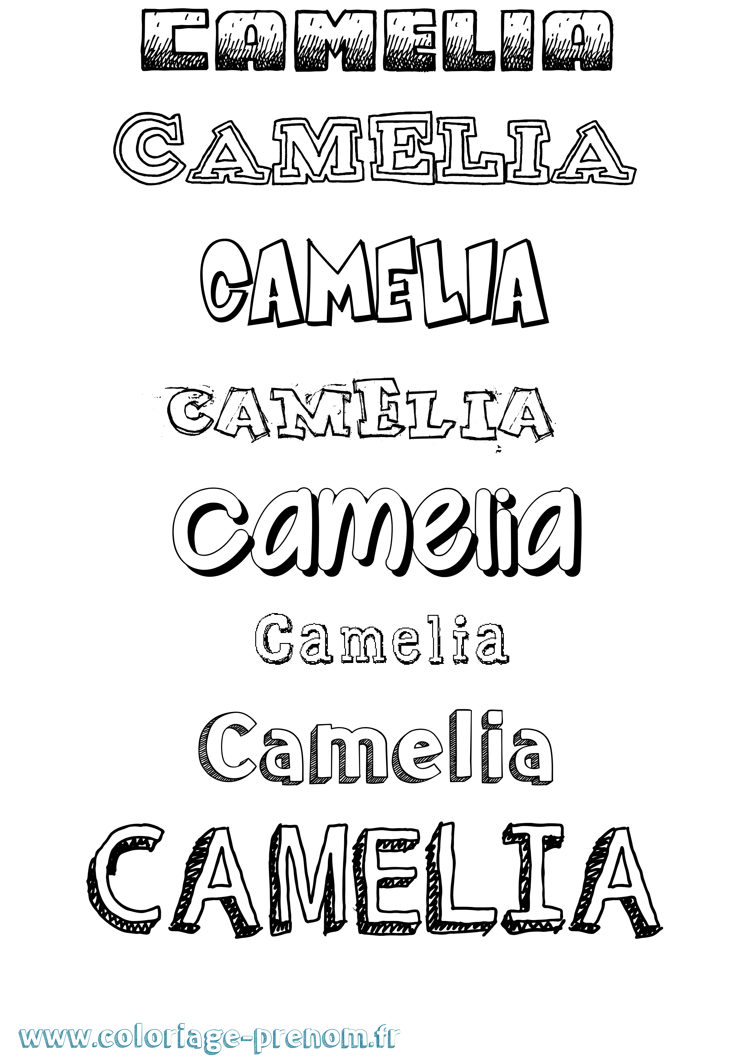 Coloriage prénom Camelia Dessiné