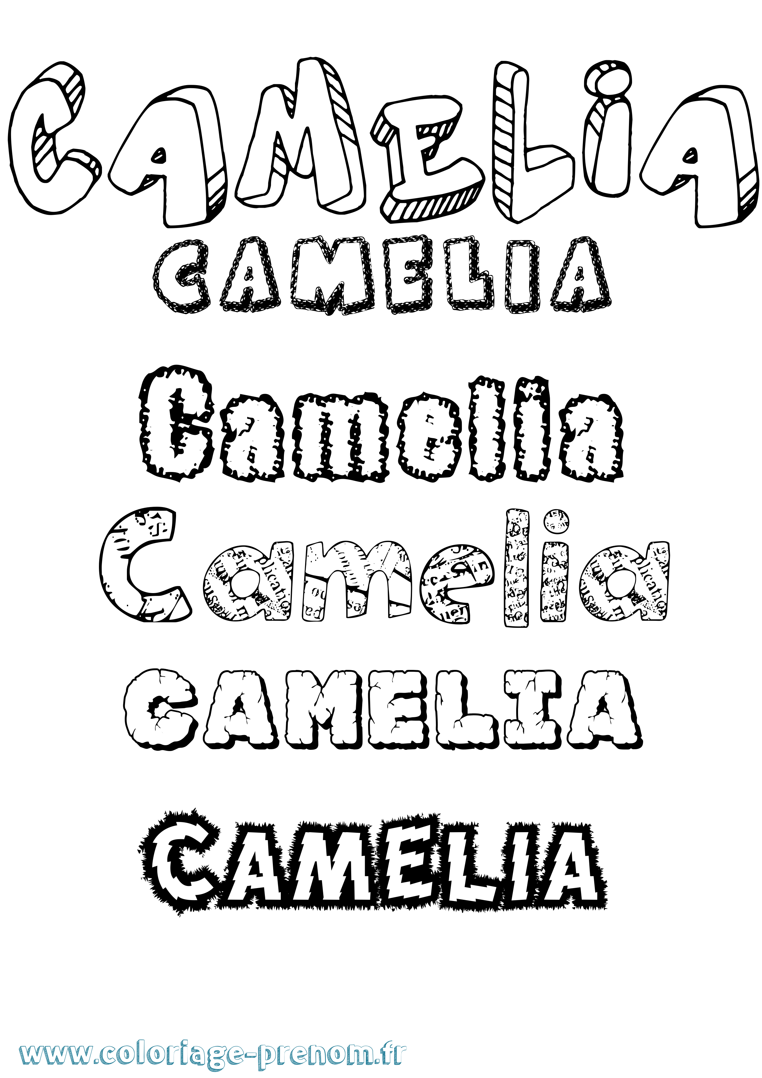 Coloriage prénom Camelia Destructuré