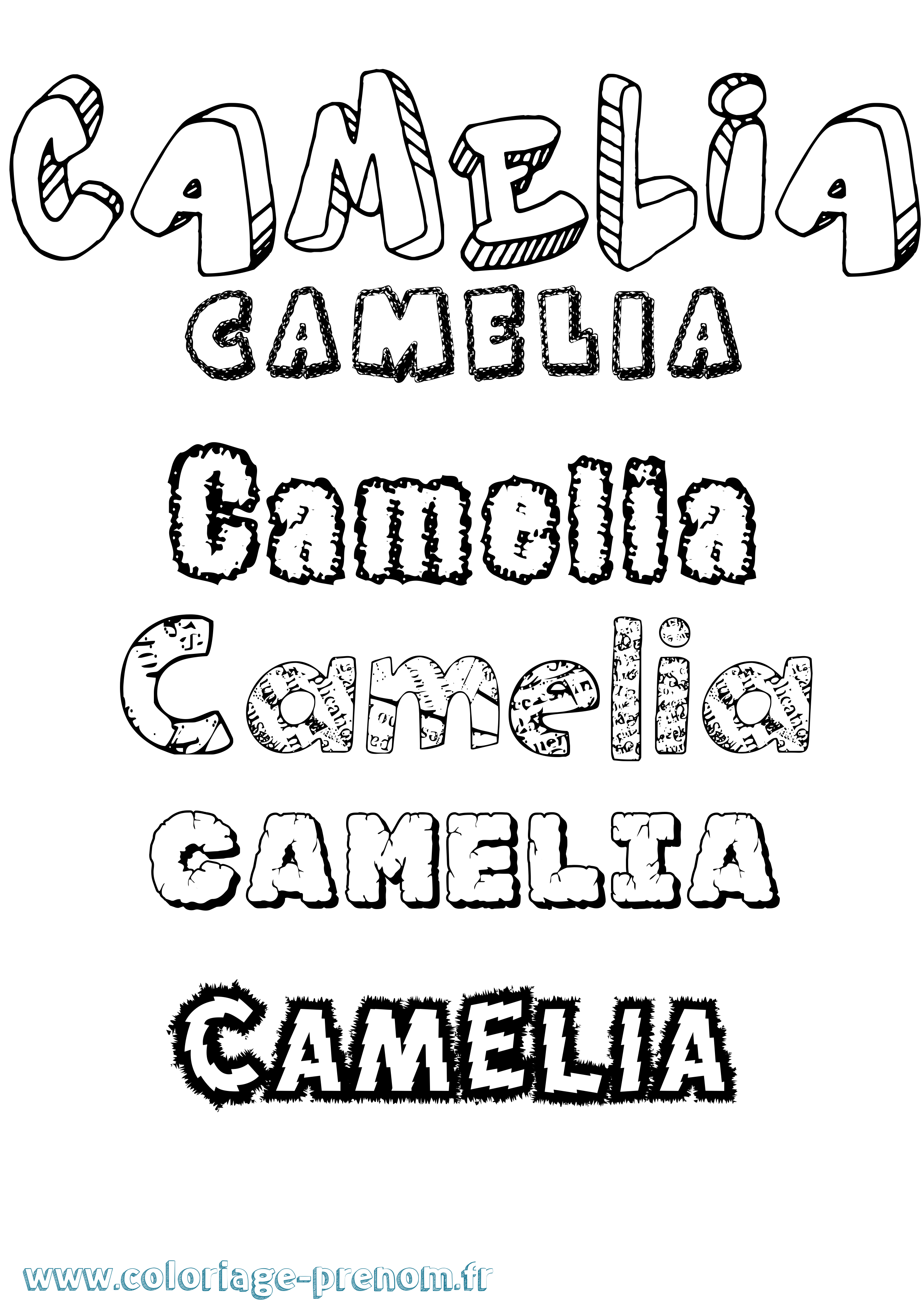 Coloriage Camelia Destructuré Coloriage prénom Camelia Destructuré
