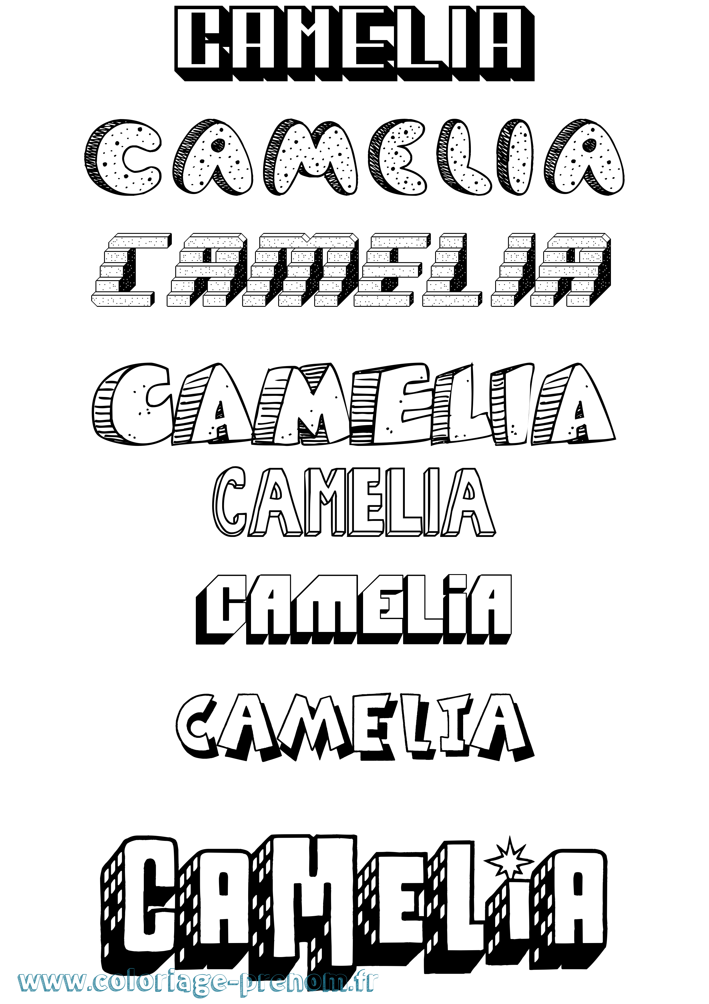 Coloriage prénom Camelia Effet 3D
