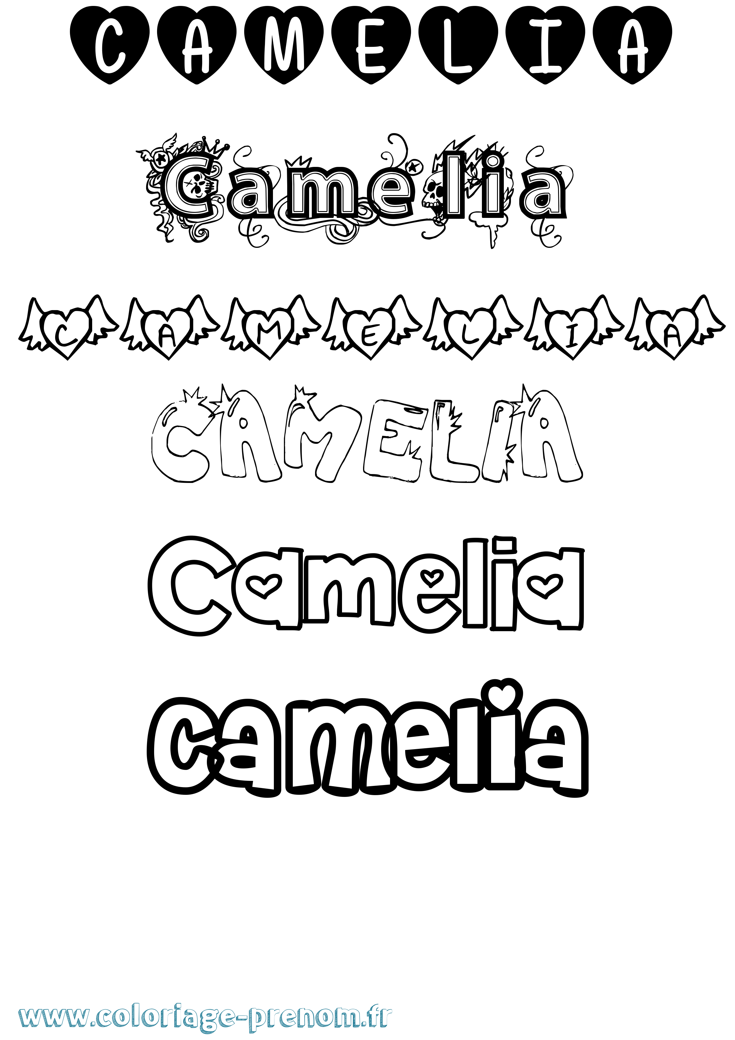 Coloriage prénom Camelia Girly