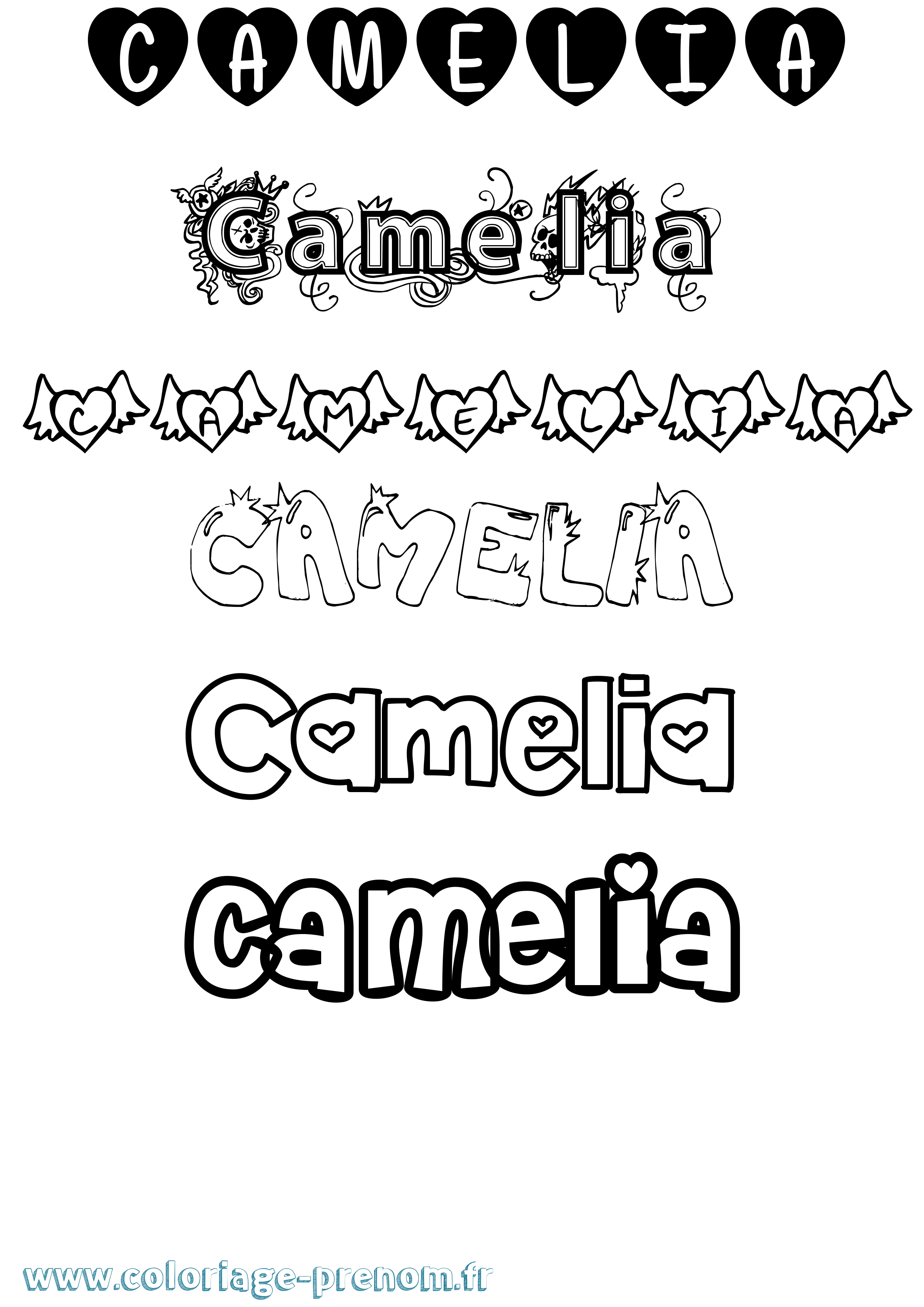 Coloriage Camelia Girly Coloriage prénom Camelia Girly