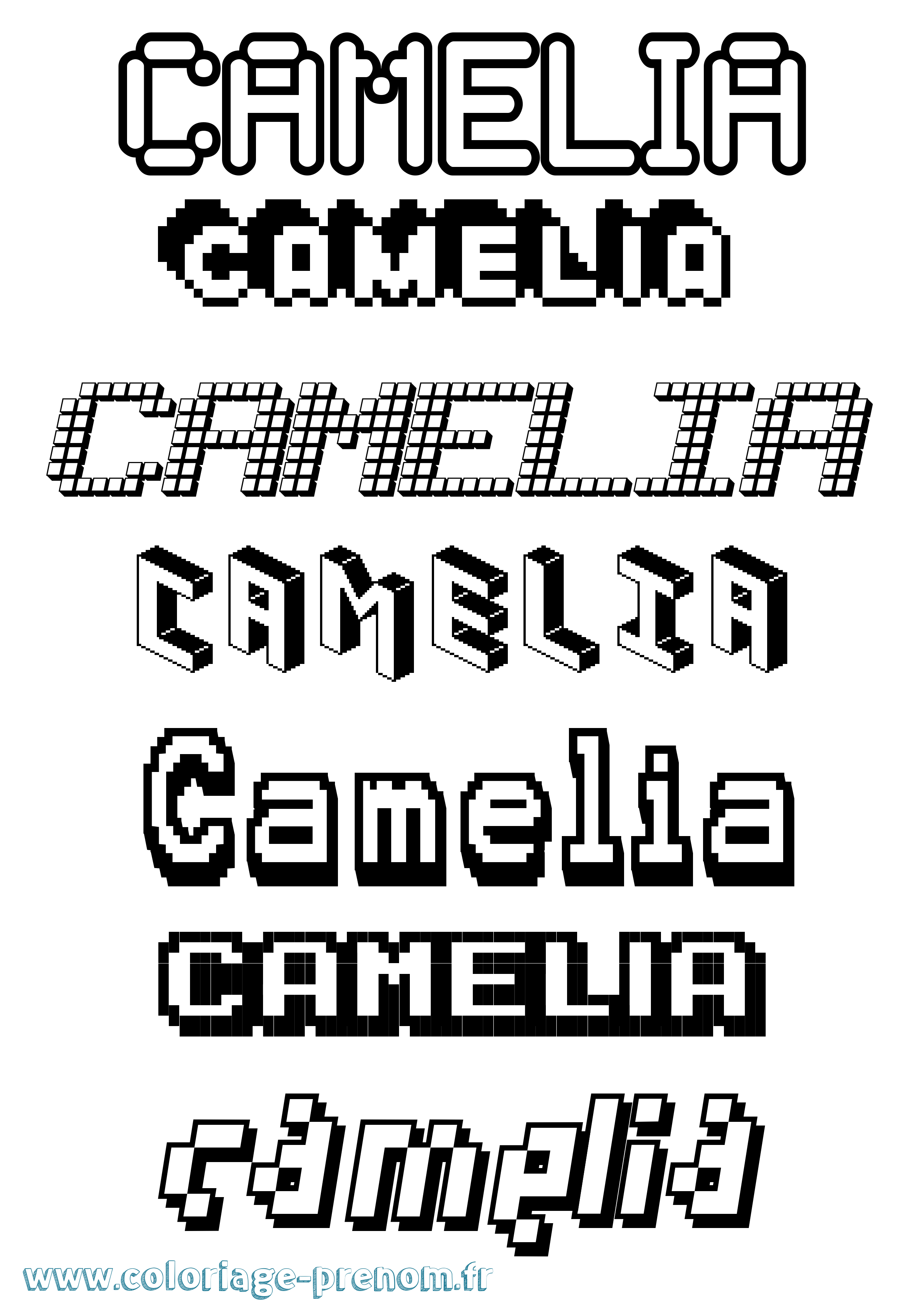 Coloriage prénom Camelia Pixel