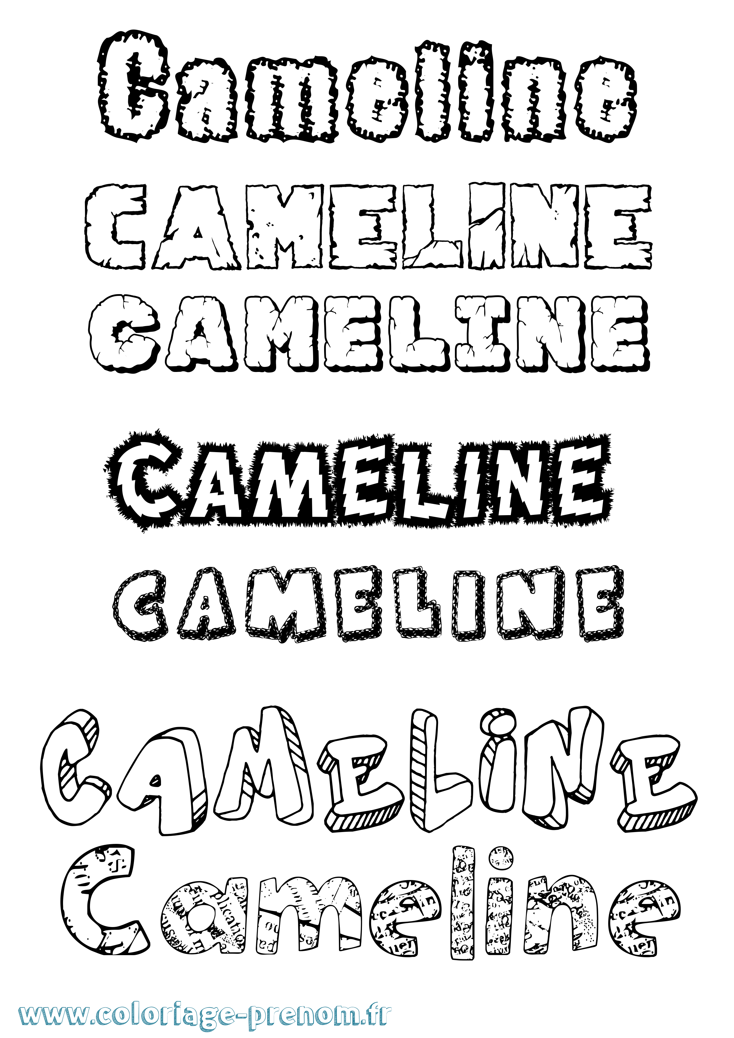 Coloriage Cameline Destructuré Coloriage prénom Cameline Destructuré