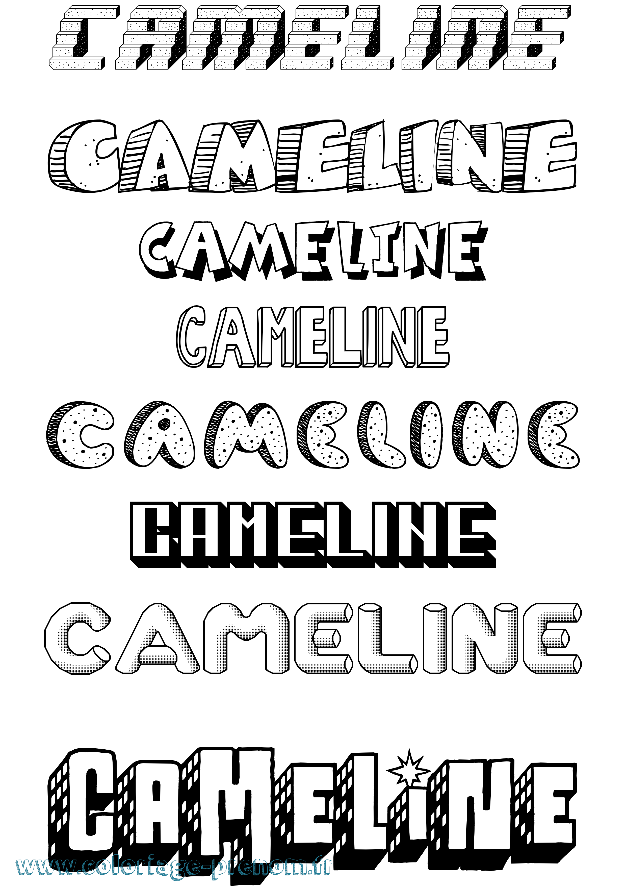 Coloriage Cameline Effet 3D Coloriage prénom Cameline Effet 3D
