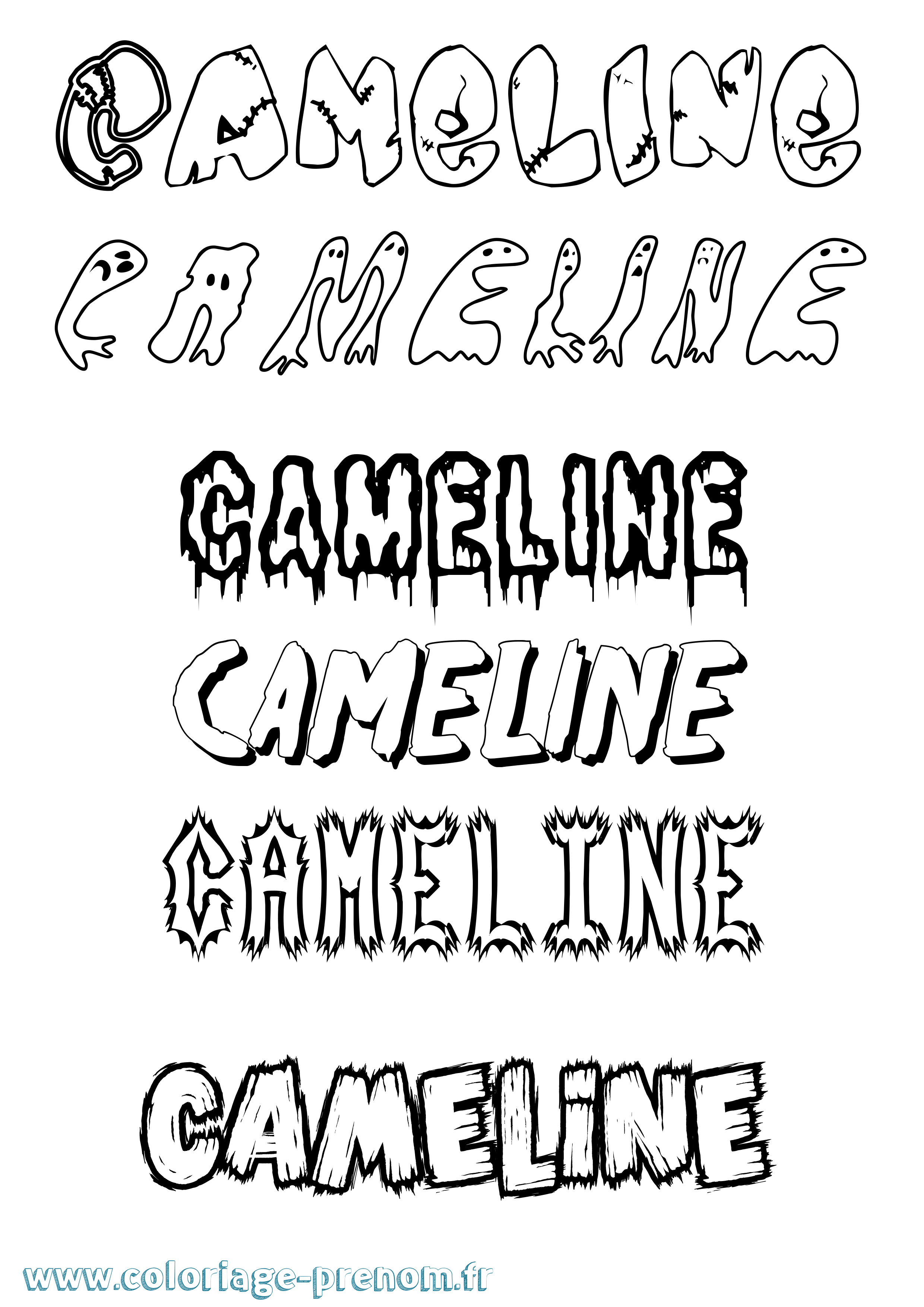 Coloriage Cameline Frisson Coloriage prénom Cameline Frisson