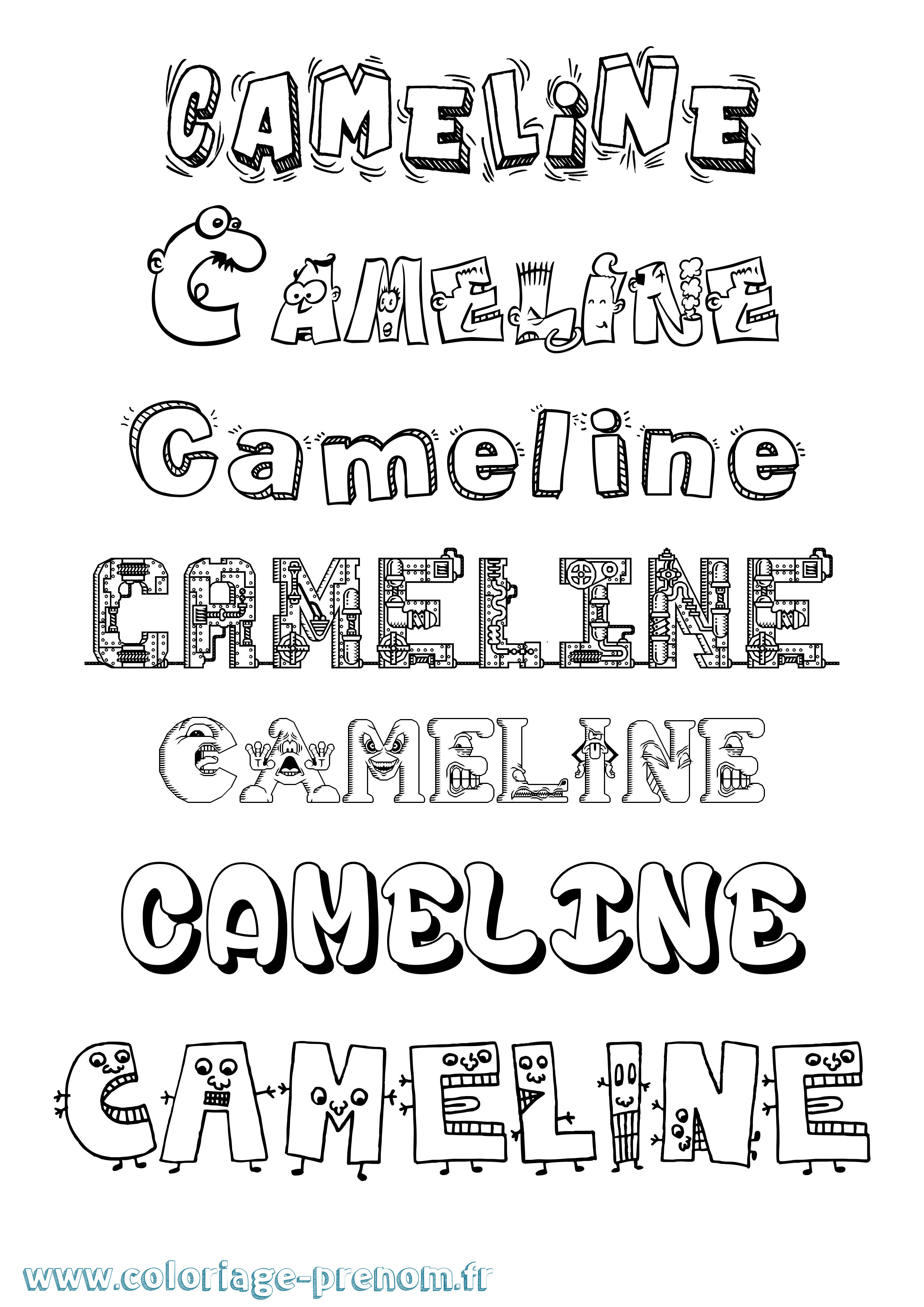 Coloriage Cameline Fun Coloriage prénom Cameline Fun