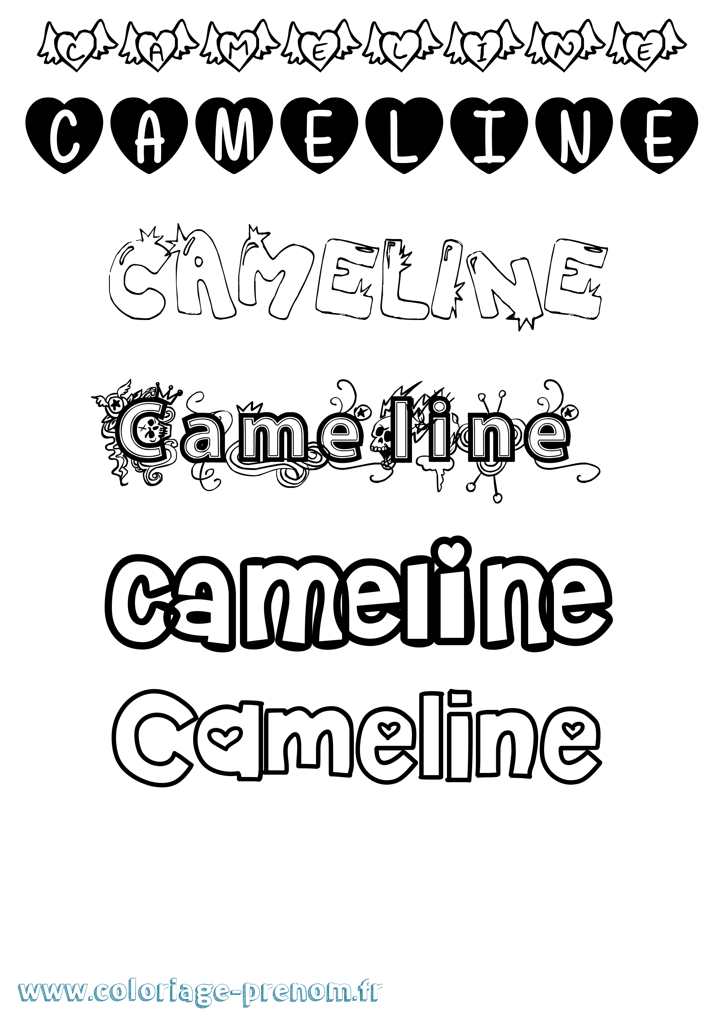 Coloriage Cameline Girly Coloriage prénom Cameline Girly