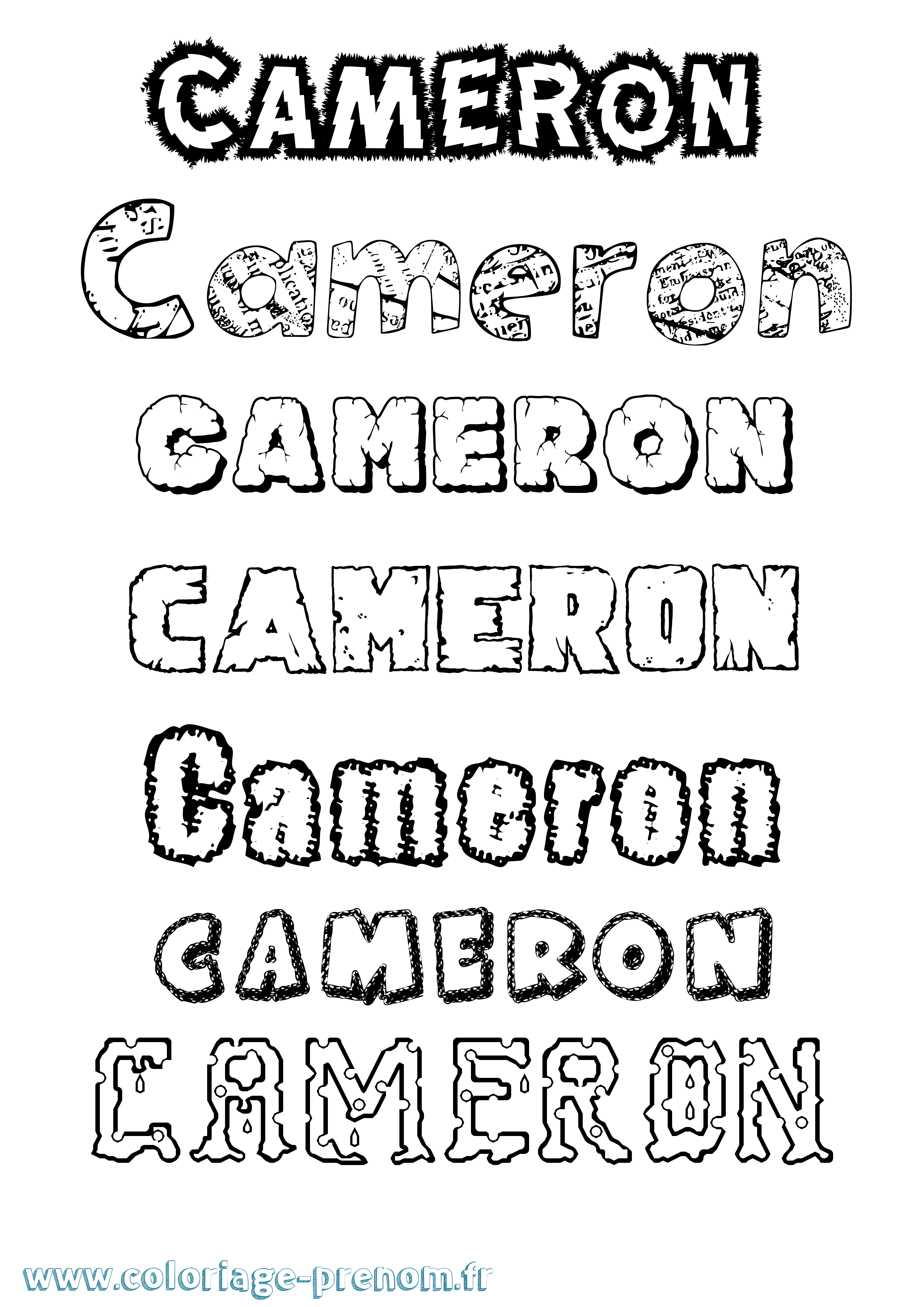 Coloriage prénom Cameron Destructuré