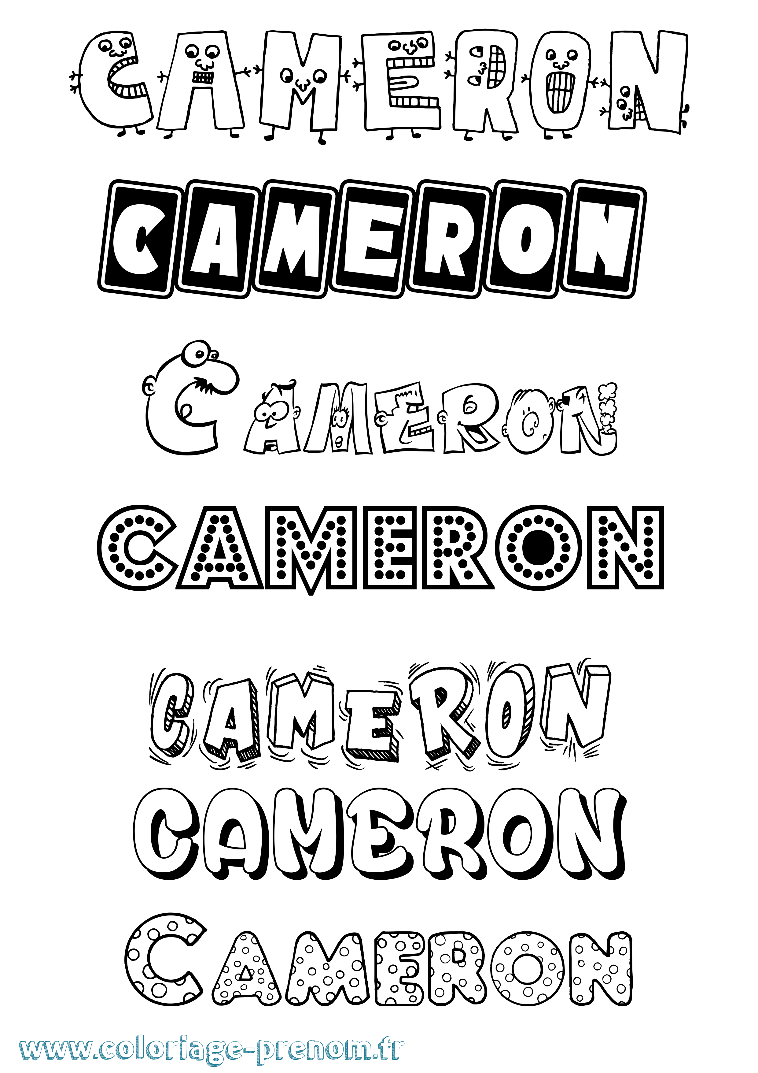 Coloriage prénom Cameron Fun