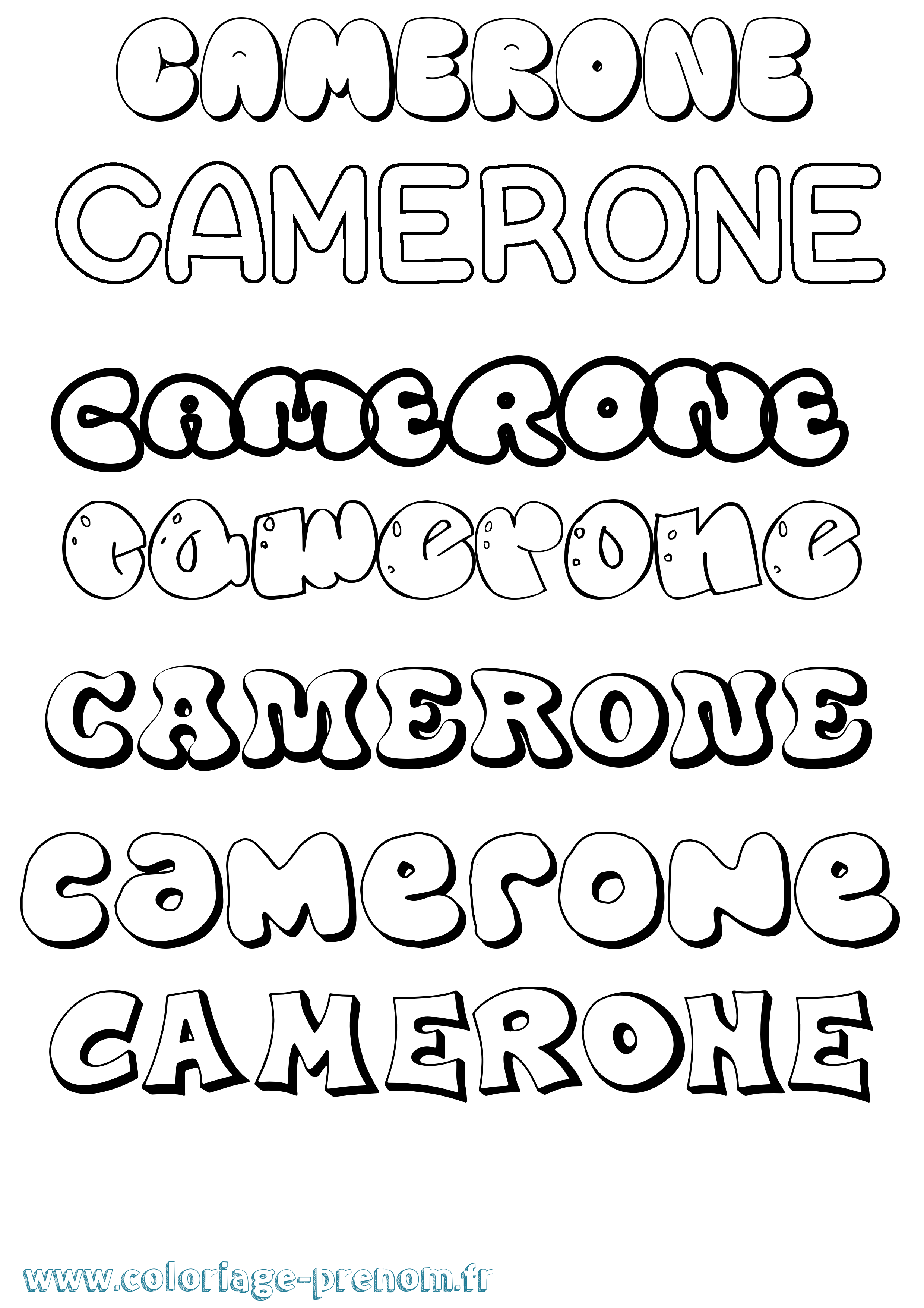 Coloriage prénom Camerone Bubble