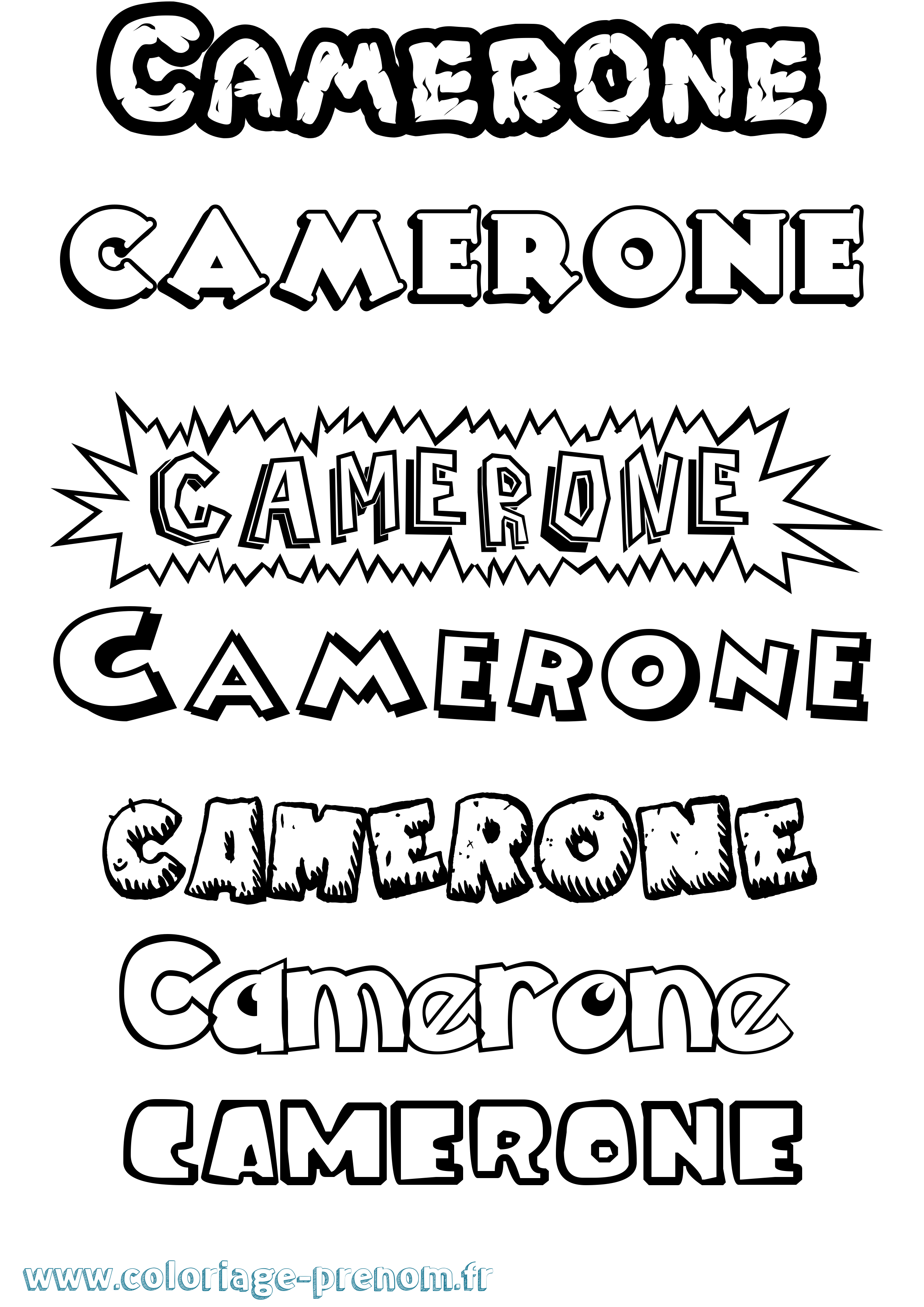 Coloriage prénom Camerone Dessin Animé