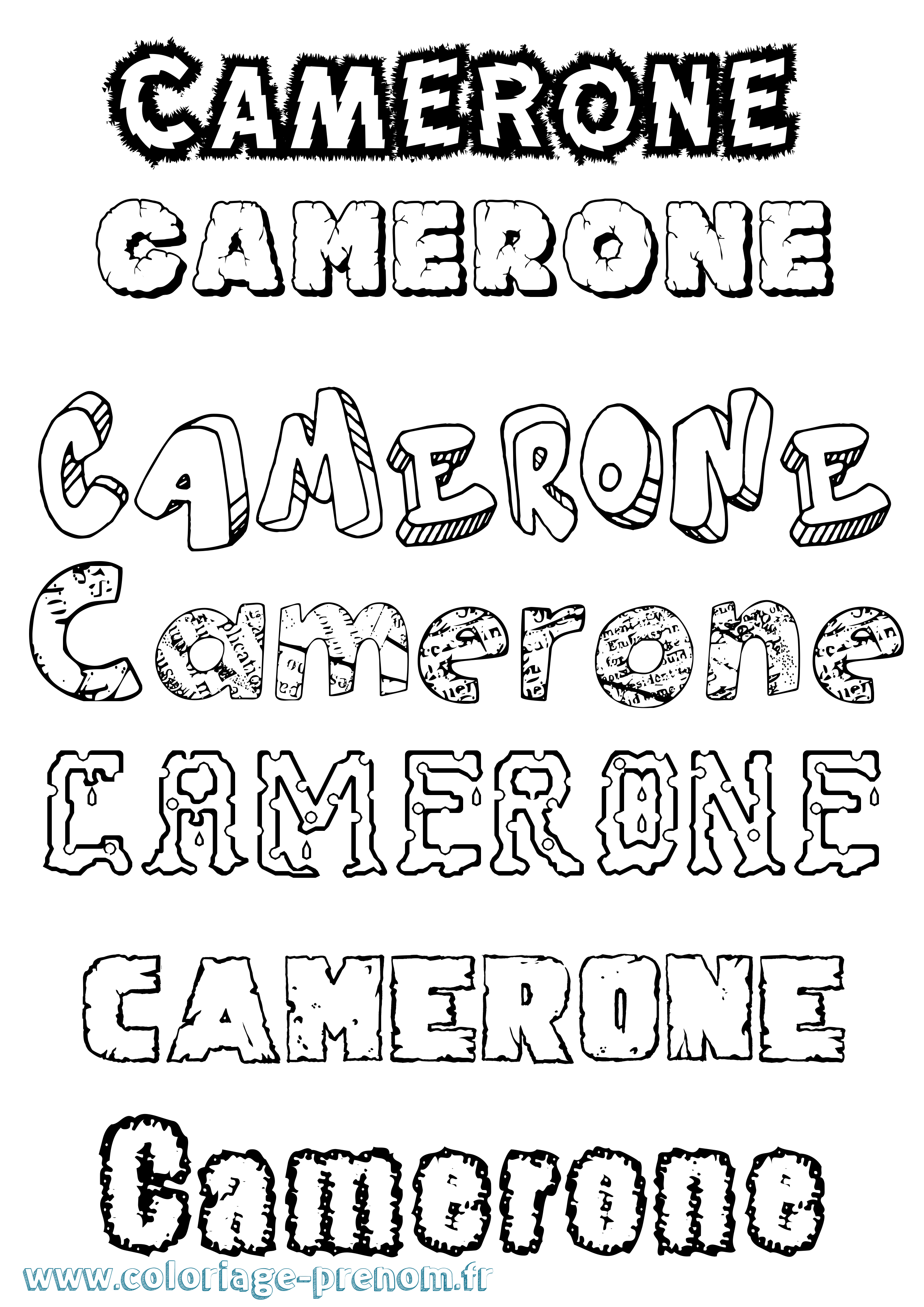 Coloriage prénom Camerone Destructuré