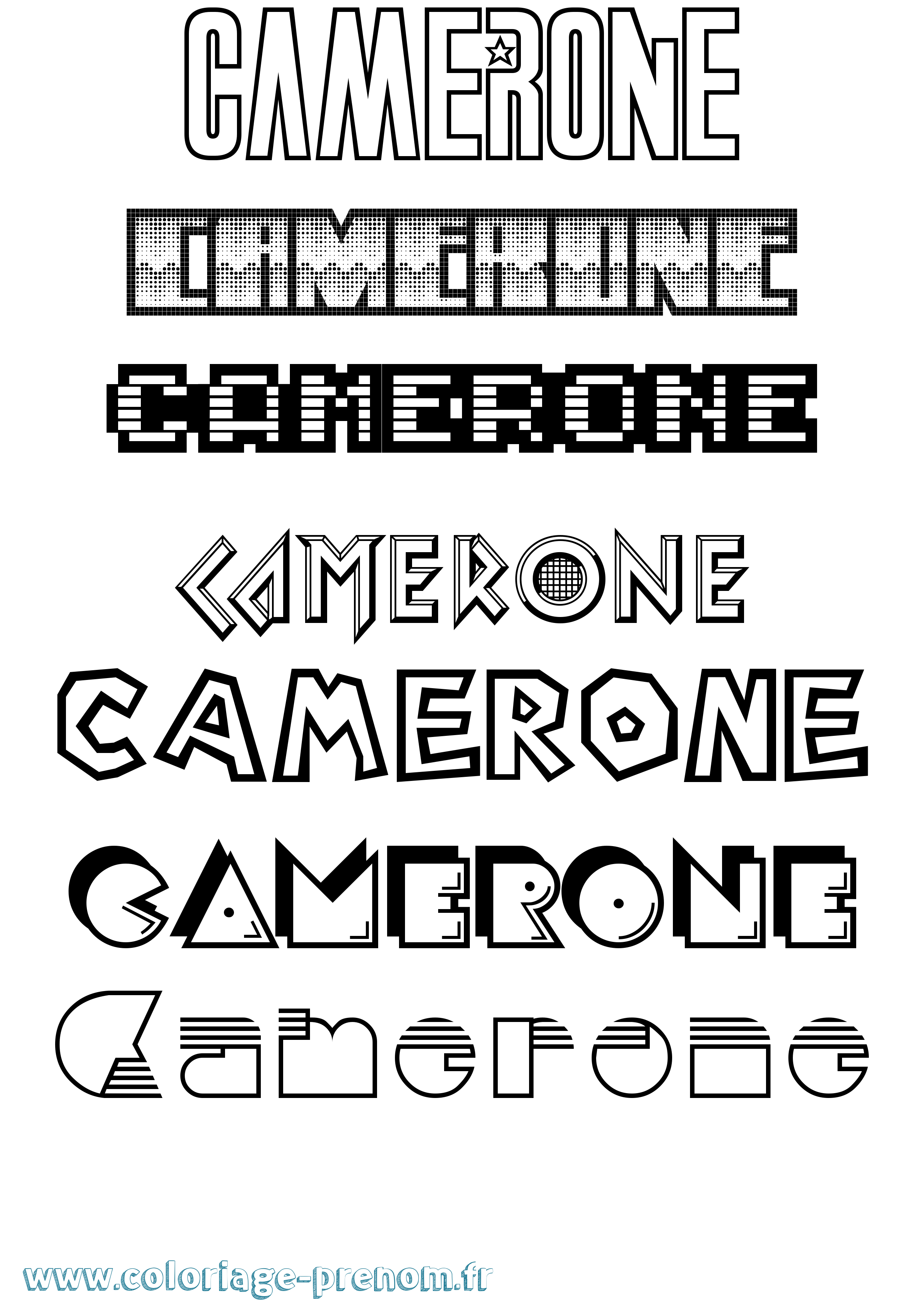 Coloriage prénom Camerone Jeux Vidéos