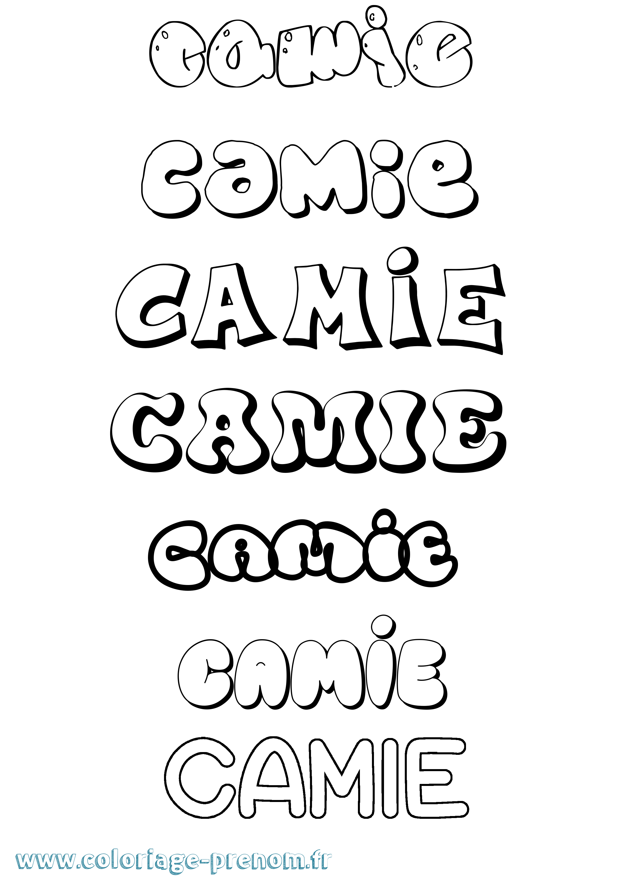 Coloriage Camie Bubble Coloriage prénom Camie Bubble