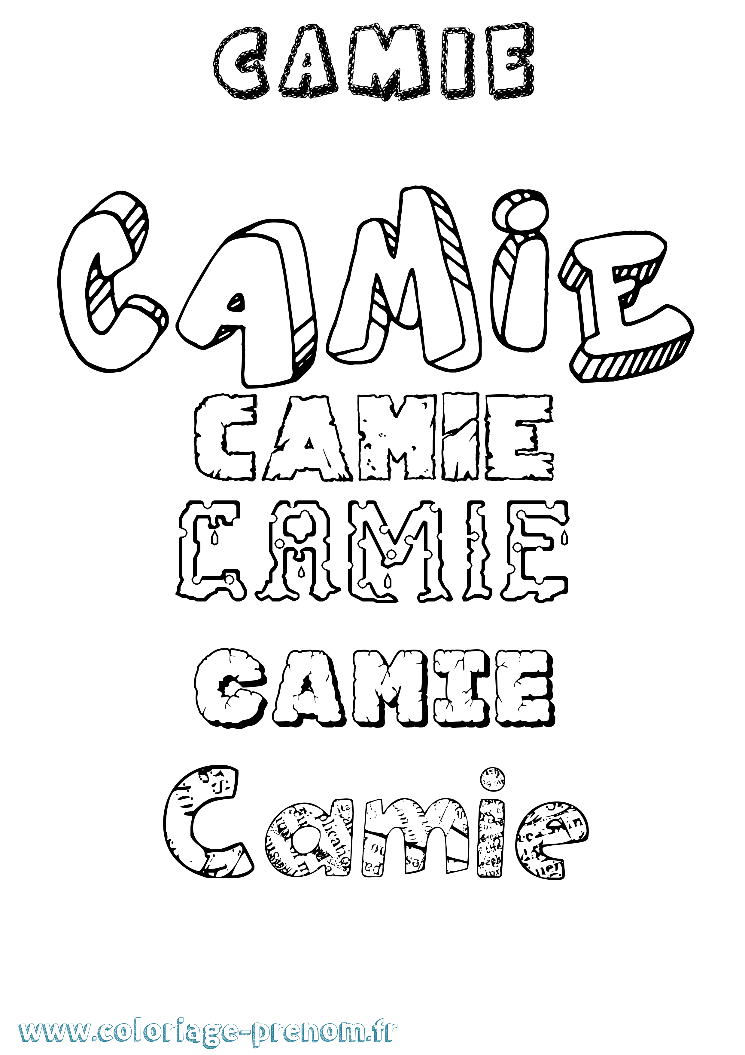 Coloriage Camie Destructuré Coloriage prénom Camie Destructuré
