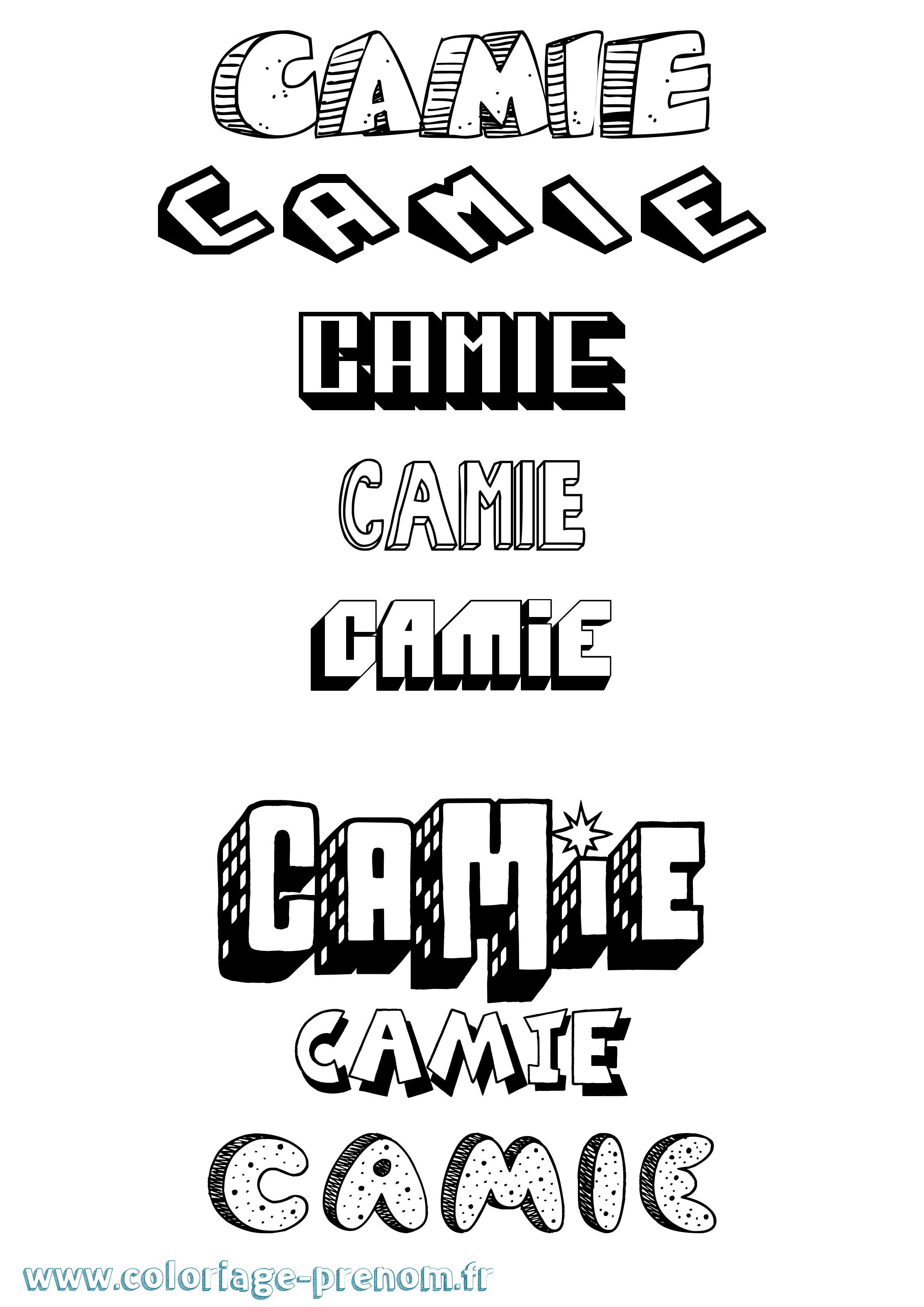 Coloriage Camie Effet 3D Coloriage prénom Camie Effet 3D