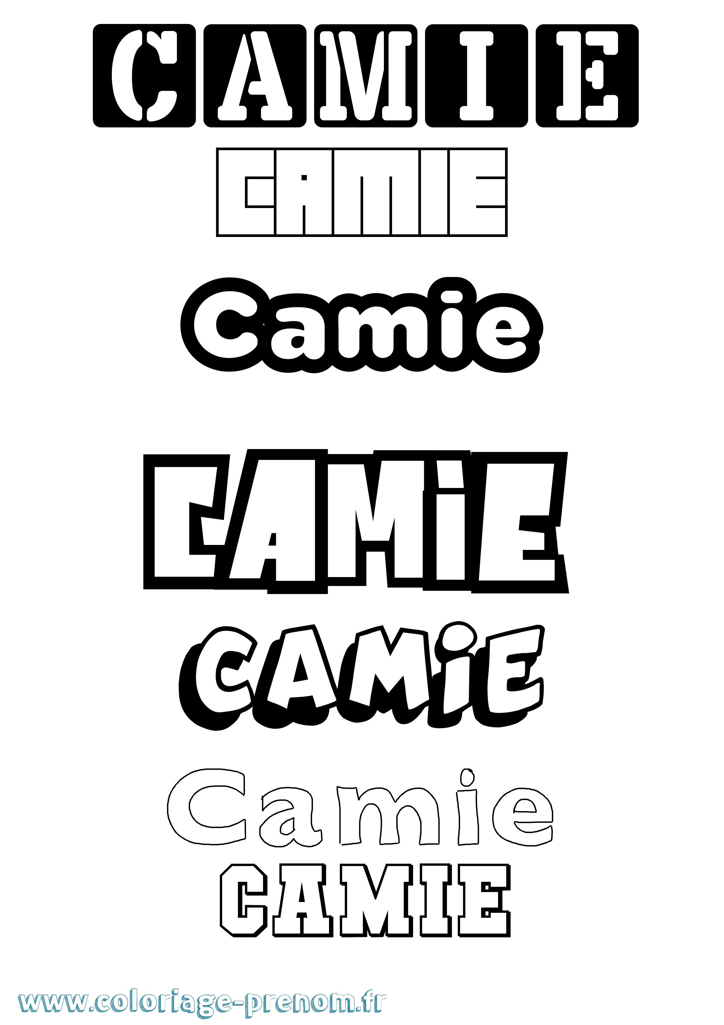 Coloriage prénom Camie Simple