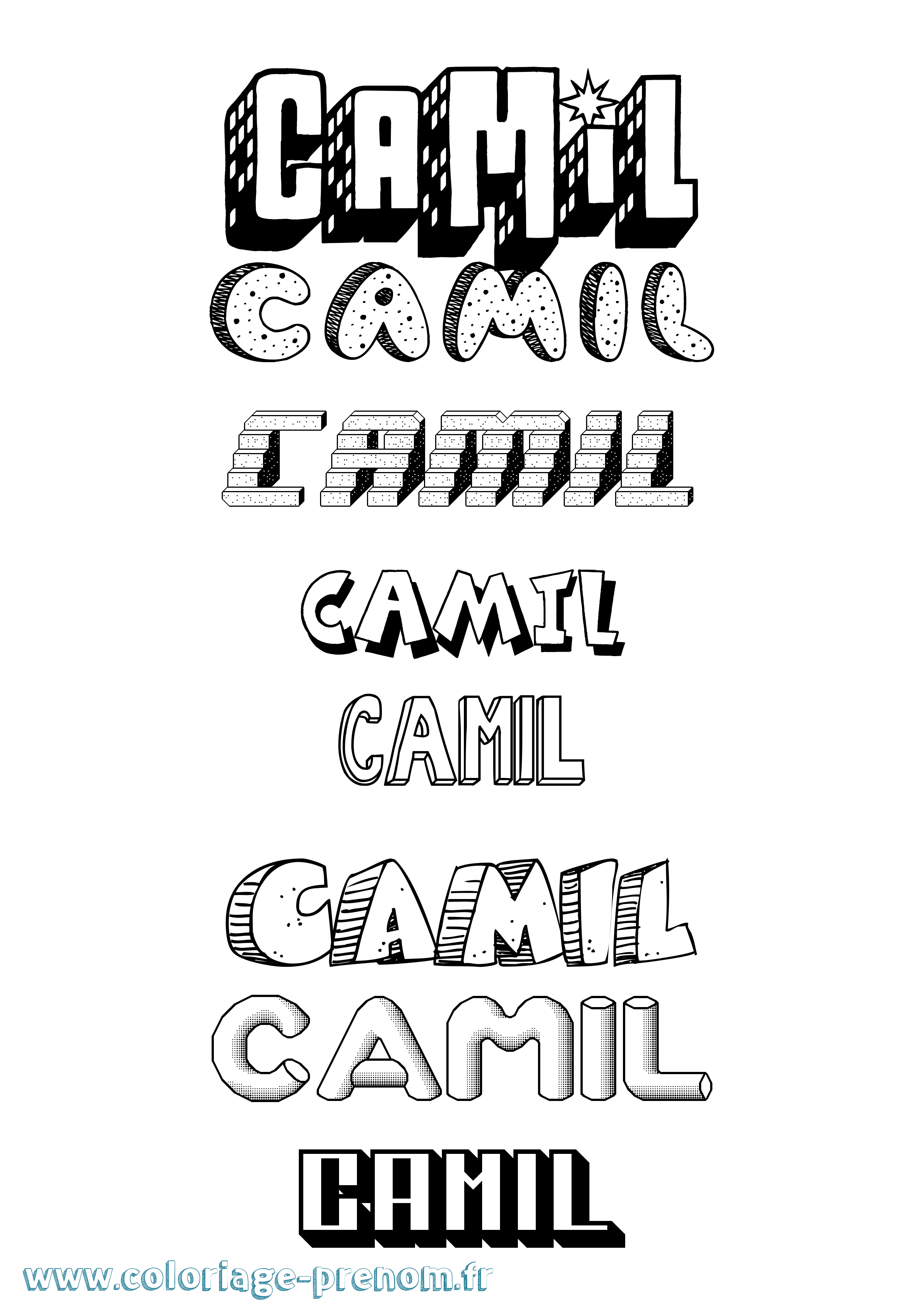 Coloriage prénom Camil Effet 3D