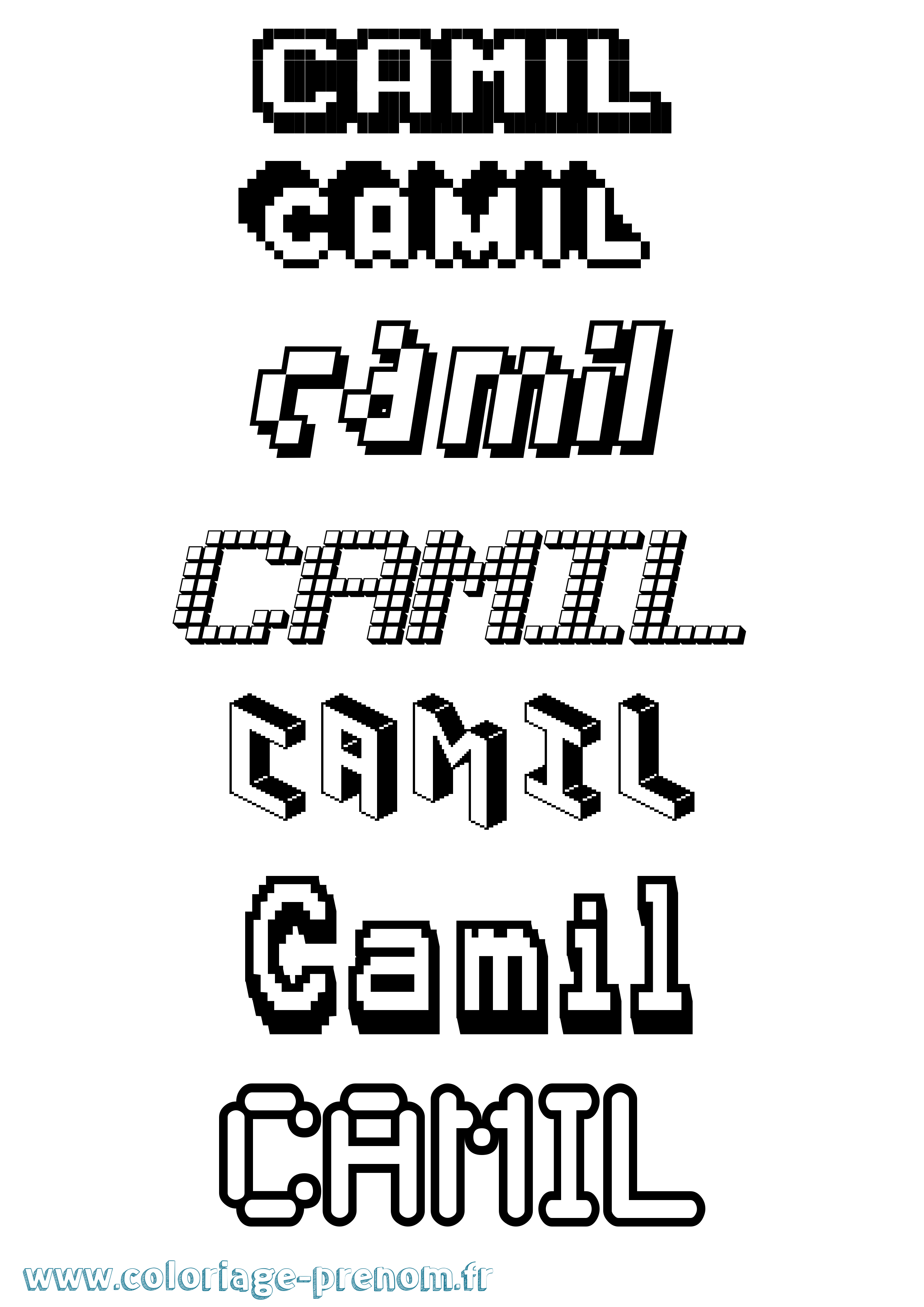 Coloriage prénom Camil Pixel