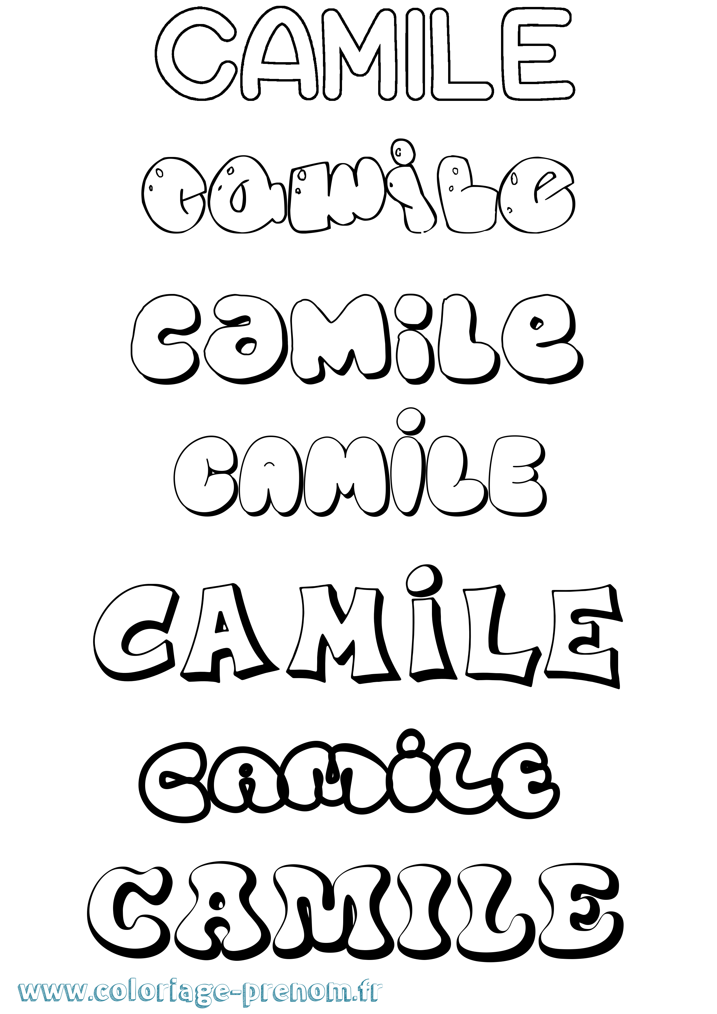 Coloriage prénom Camile Bubble