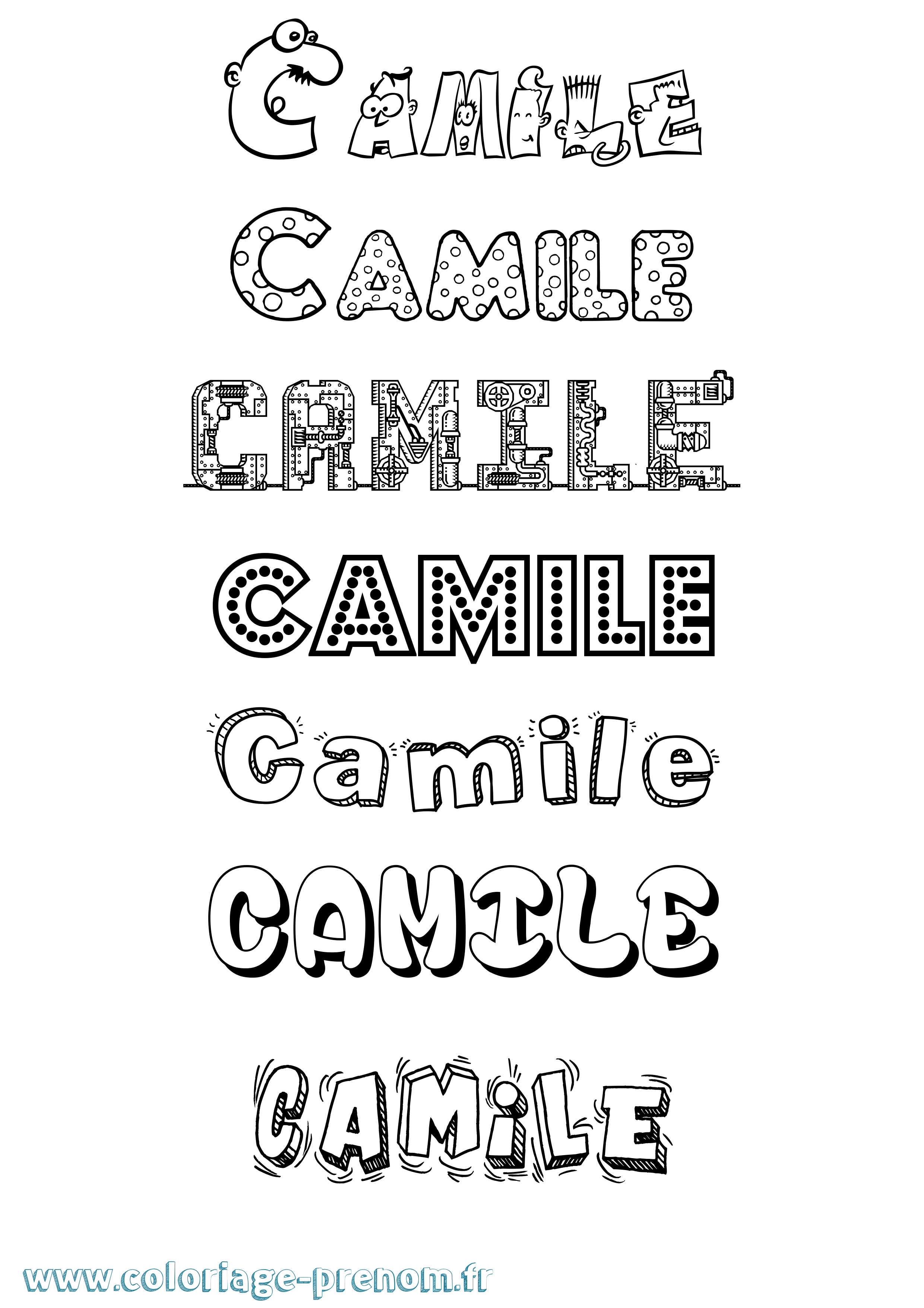Coloriage prénom Camile Fun