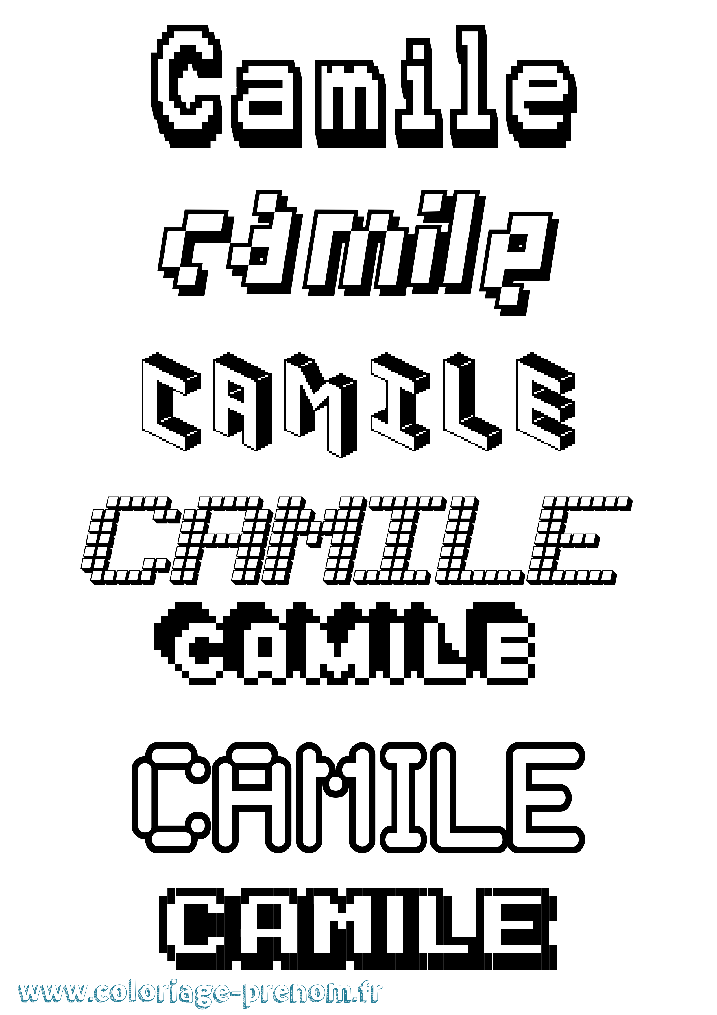 Coloriage prénom Camile Pixel