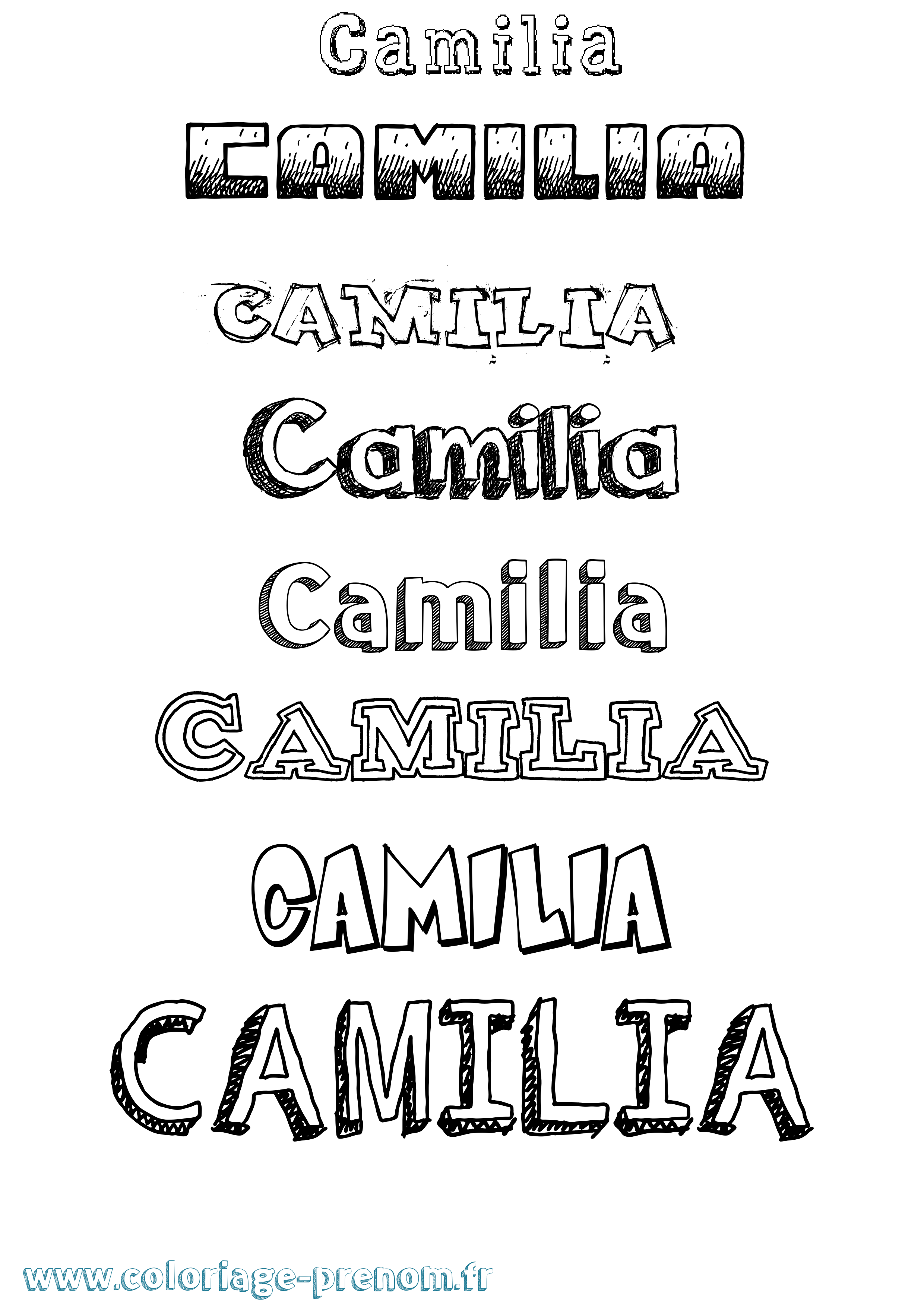 Coloriage prénom Camilia Dessiné