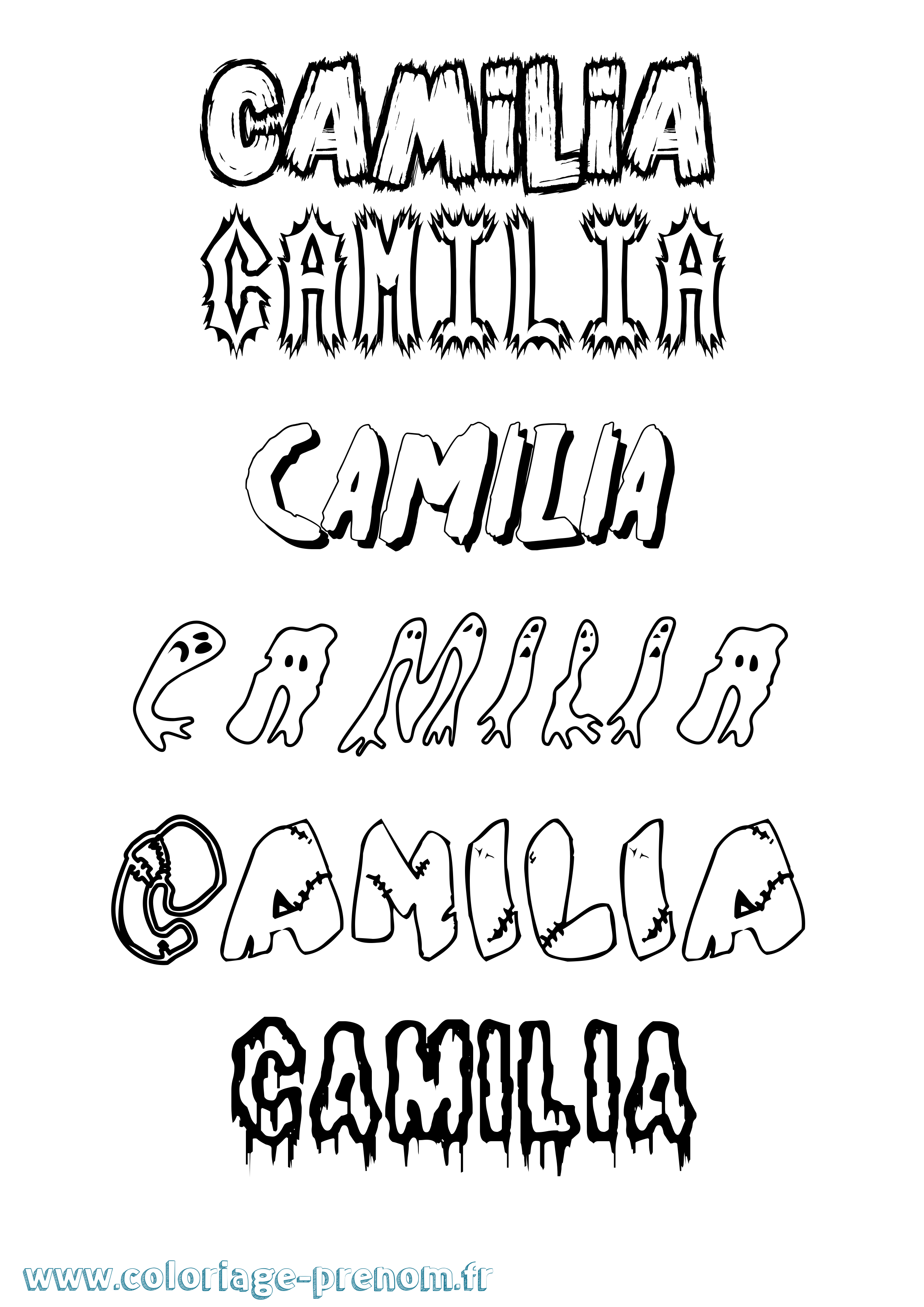 Coloriage prénom Camilia Frisson