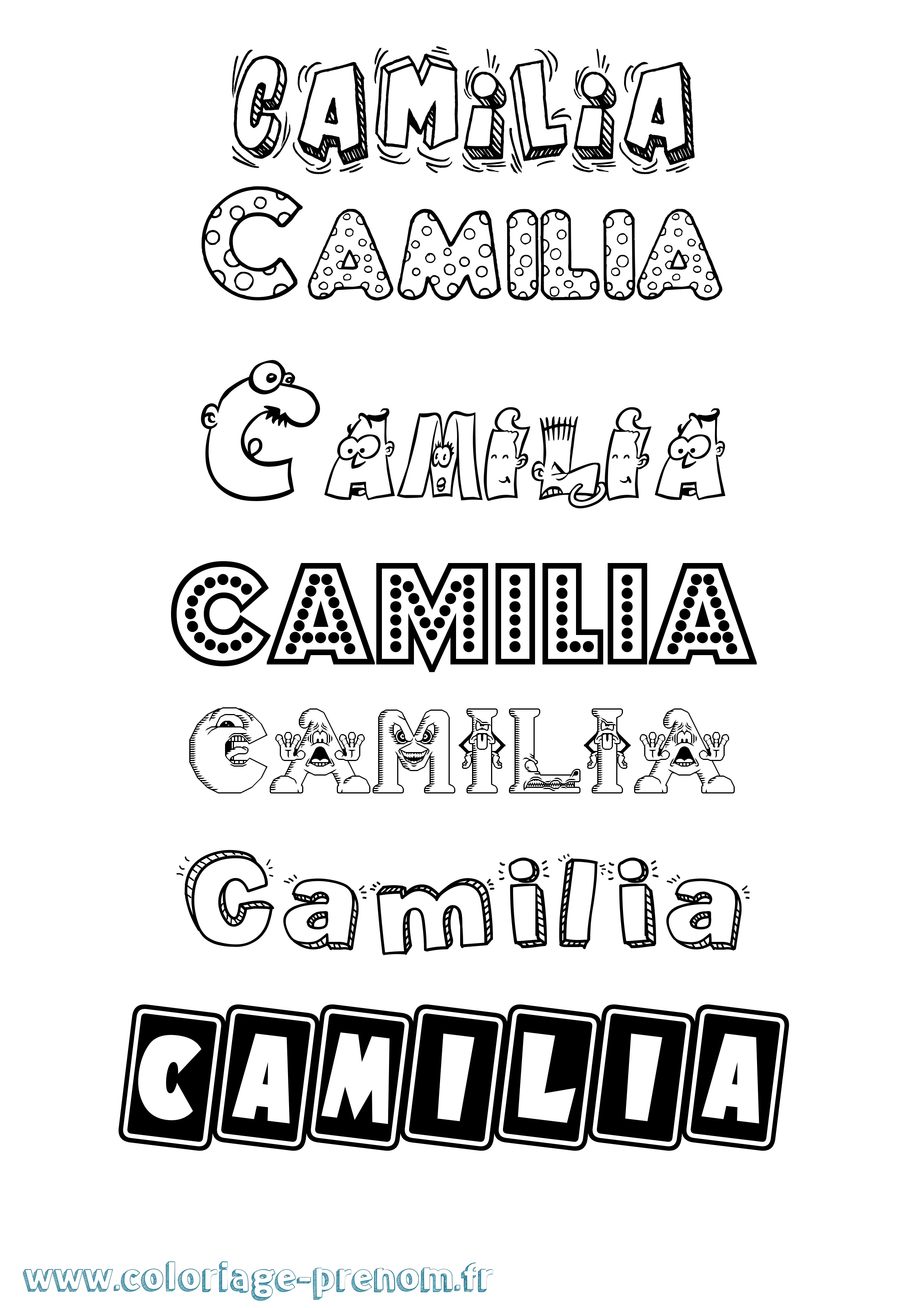 Coloriage prénom Camilia Fun