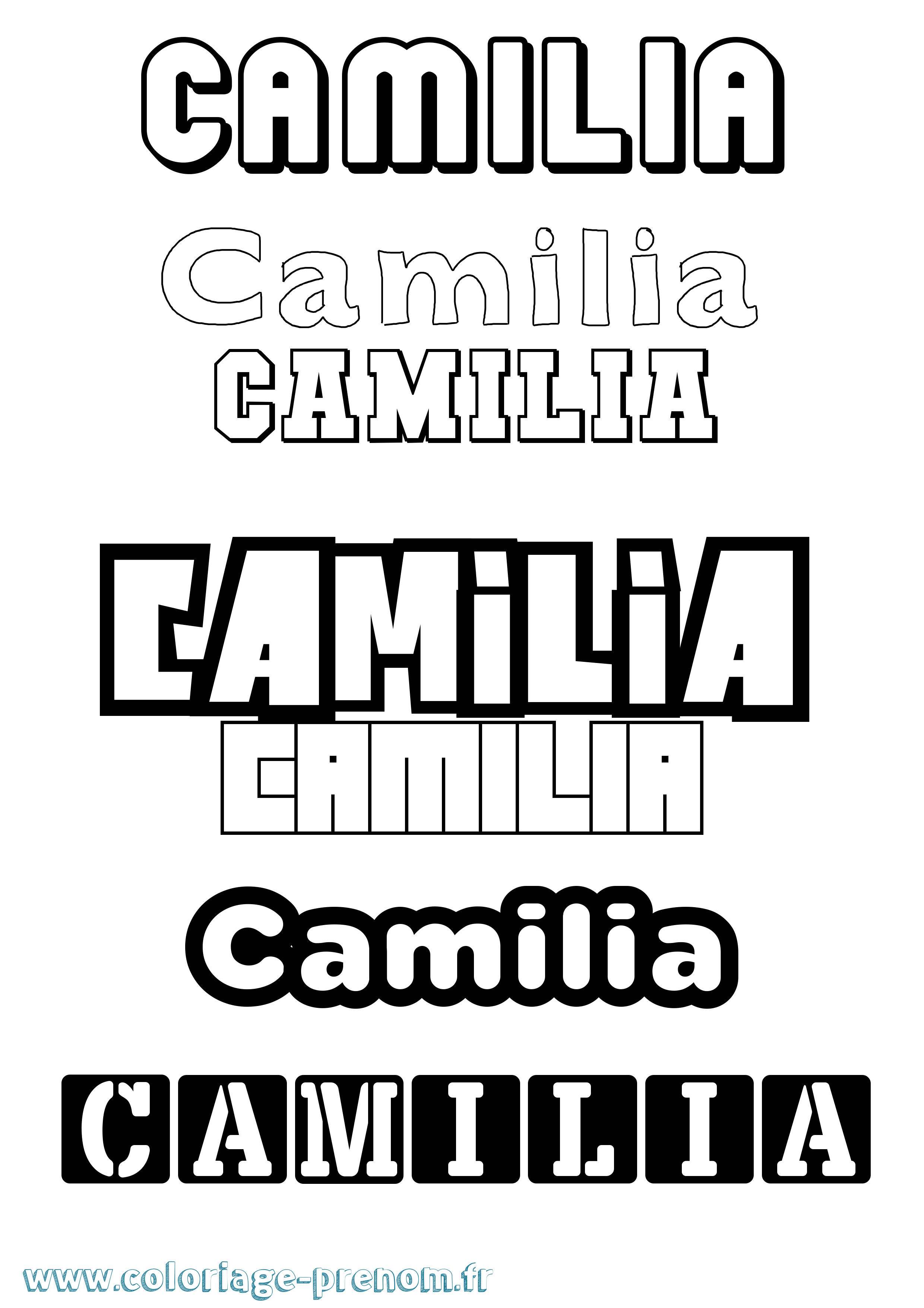 Coloriage prénom Camilia Simple