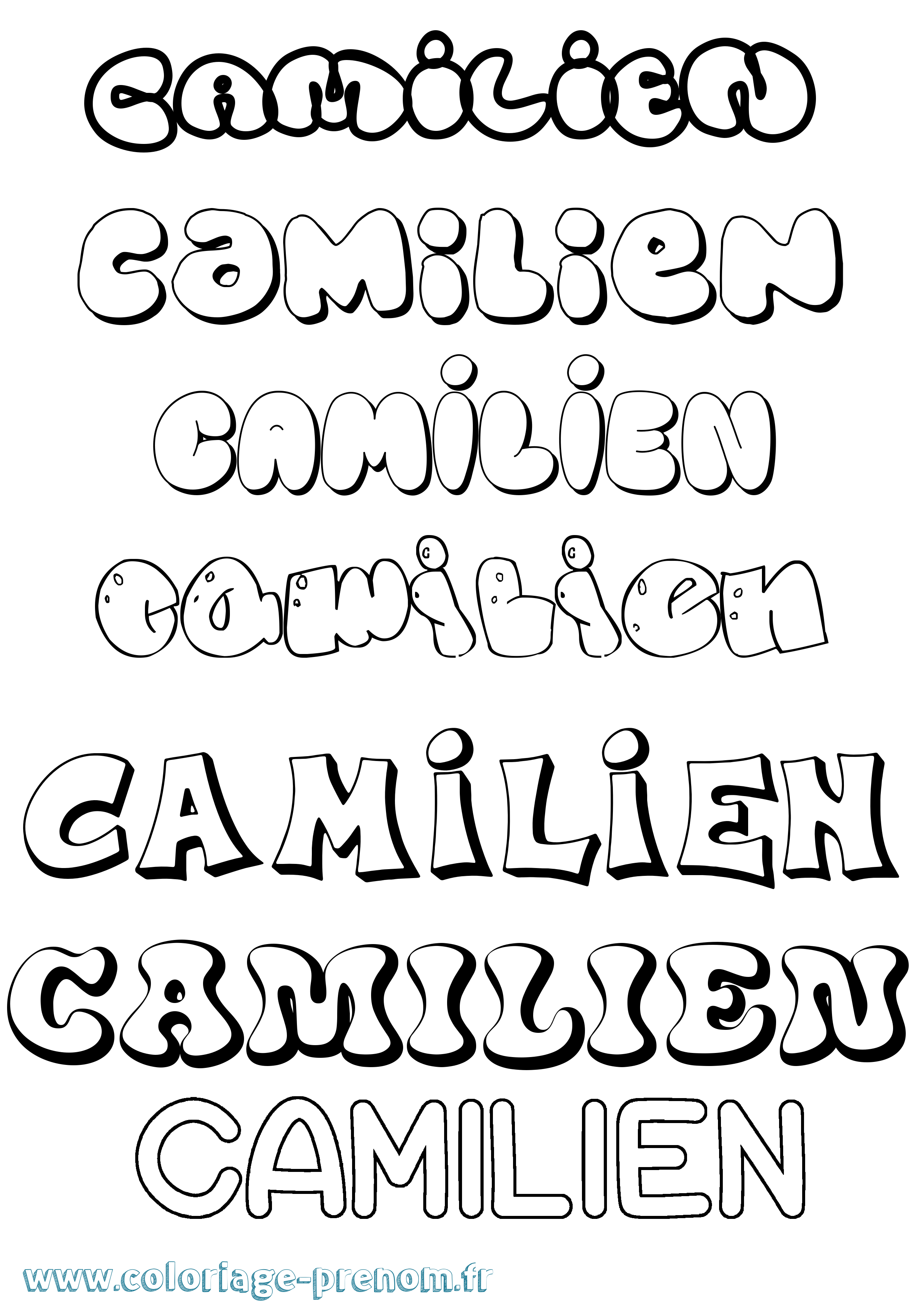 Coloriage Camilien Bubble Coloriage prénom Camilien Bubble