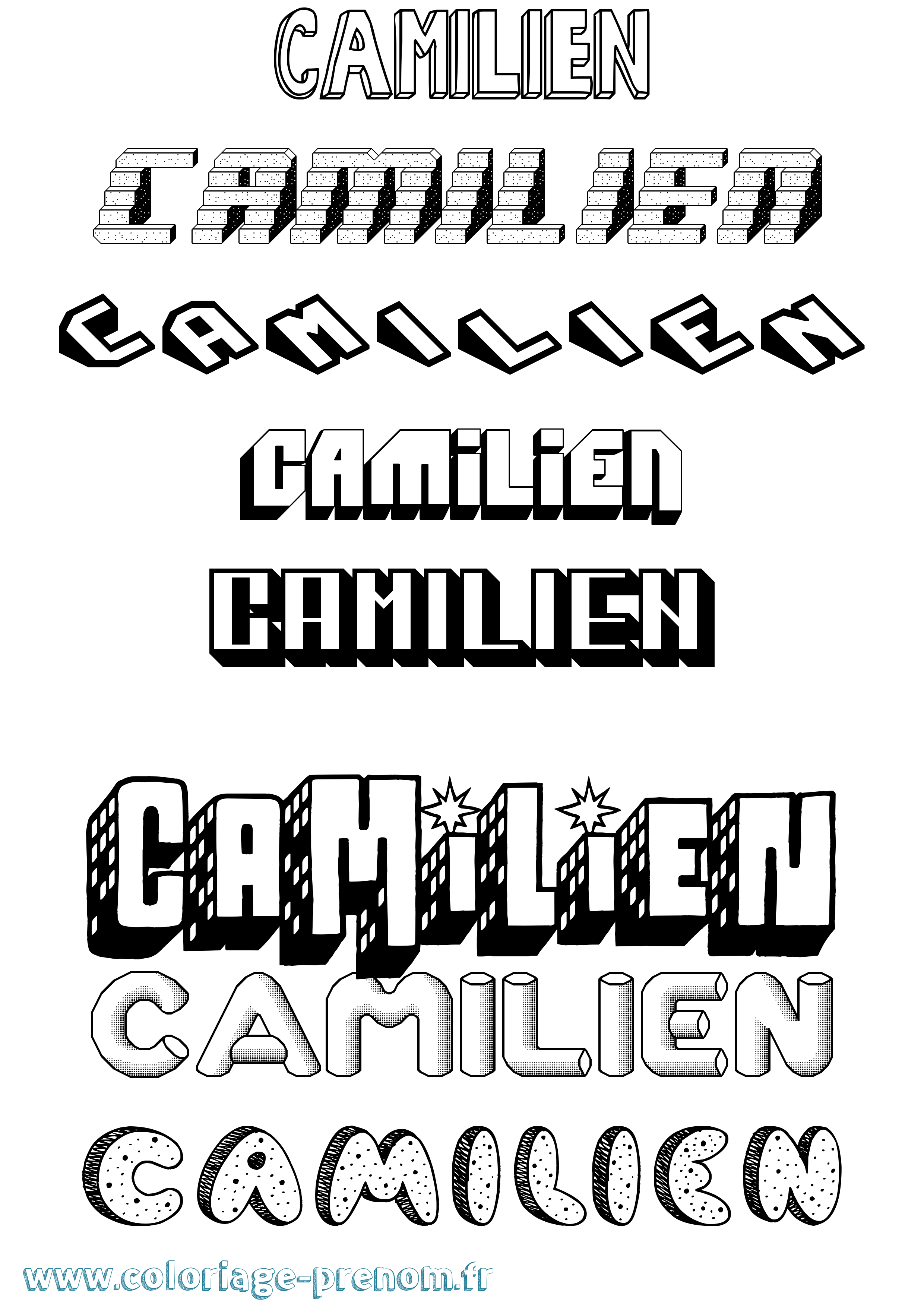 Coloriage Camilien Effet 3D Coloriage prénom Camilien Effet 3D