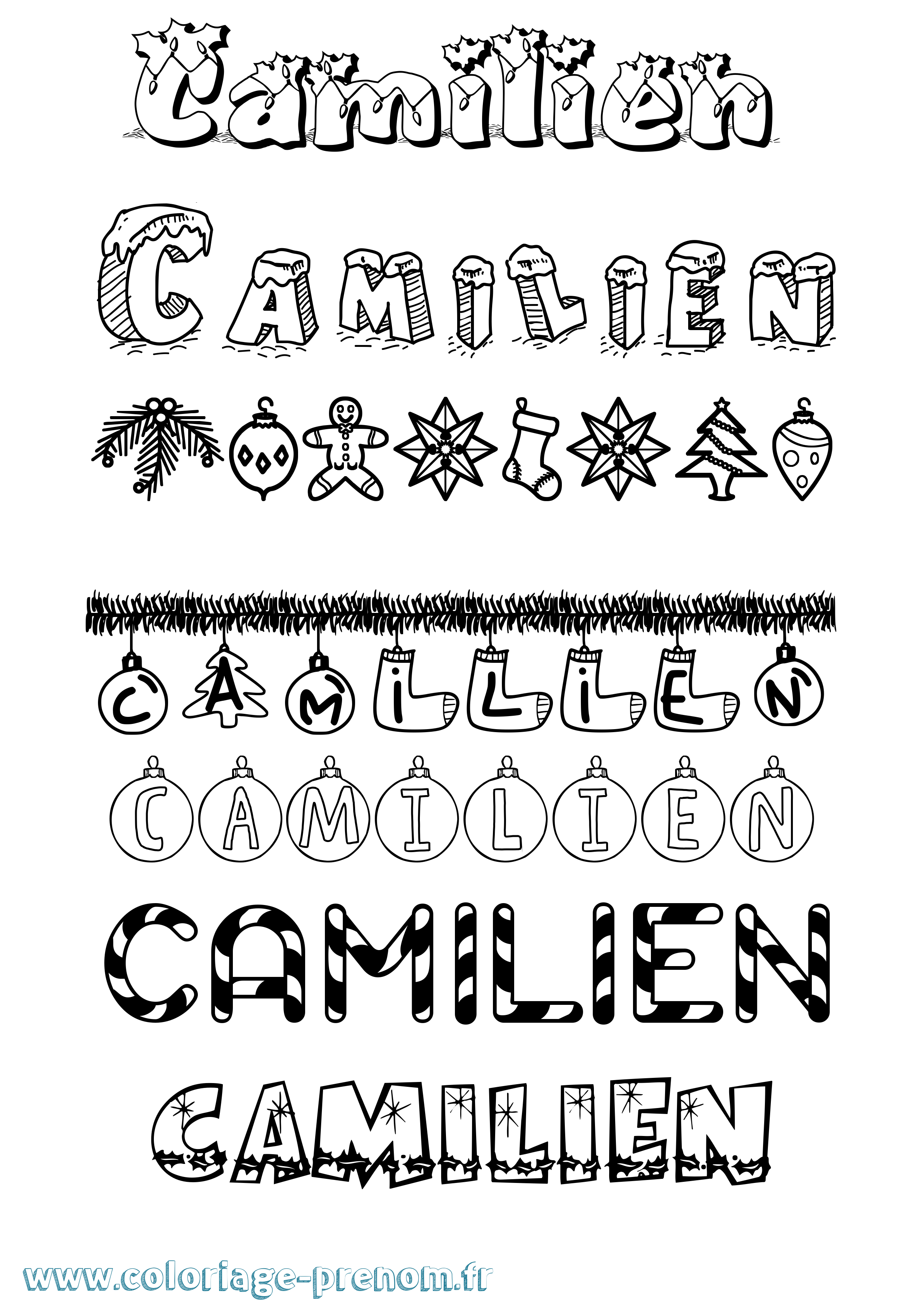Coloriage Camilien Noël Coloriage prénom Camilien Noël
