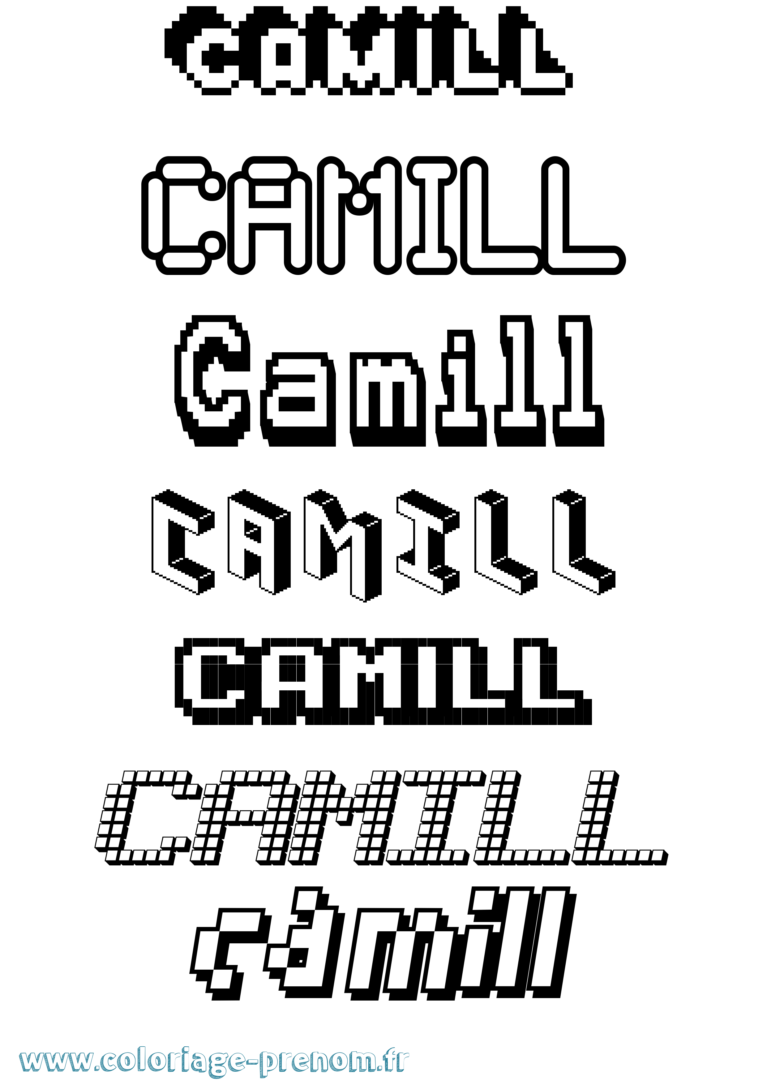 Coloriage prénom Camill Pixel