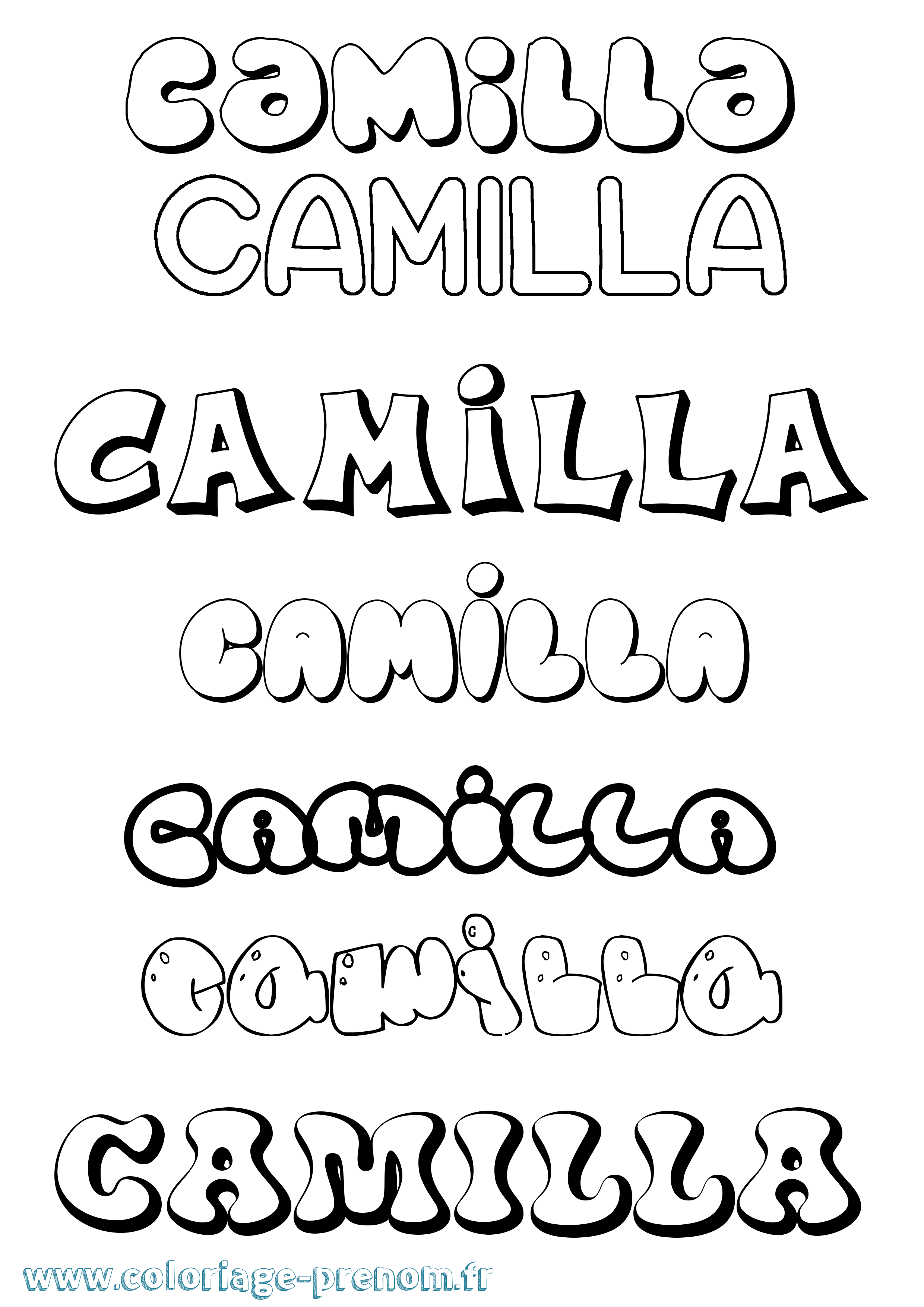 Coloriage prénom Camilla Bubble