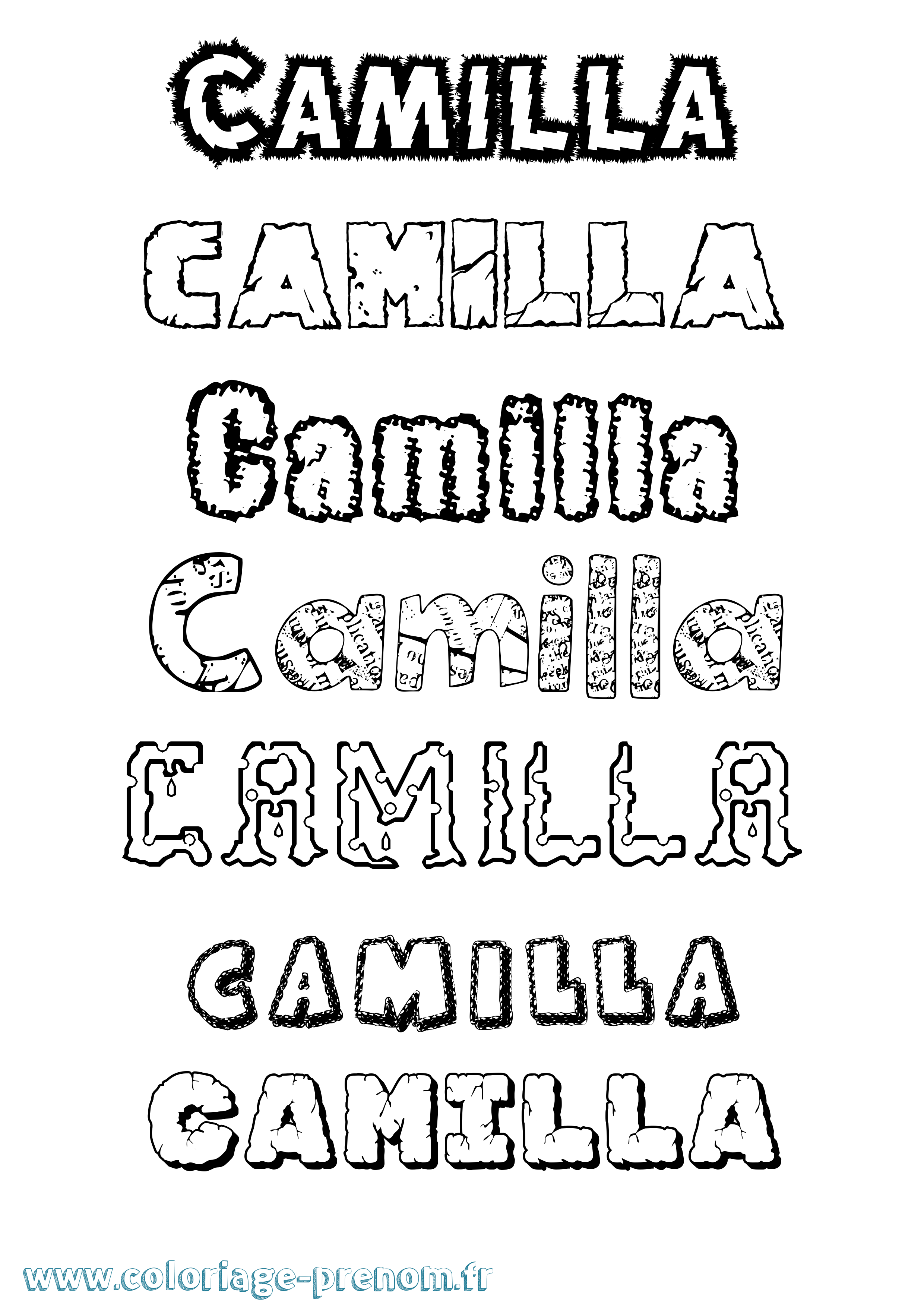 Coloriage prénom Camilla Destructuré