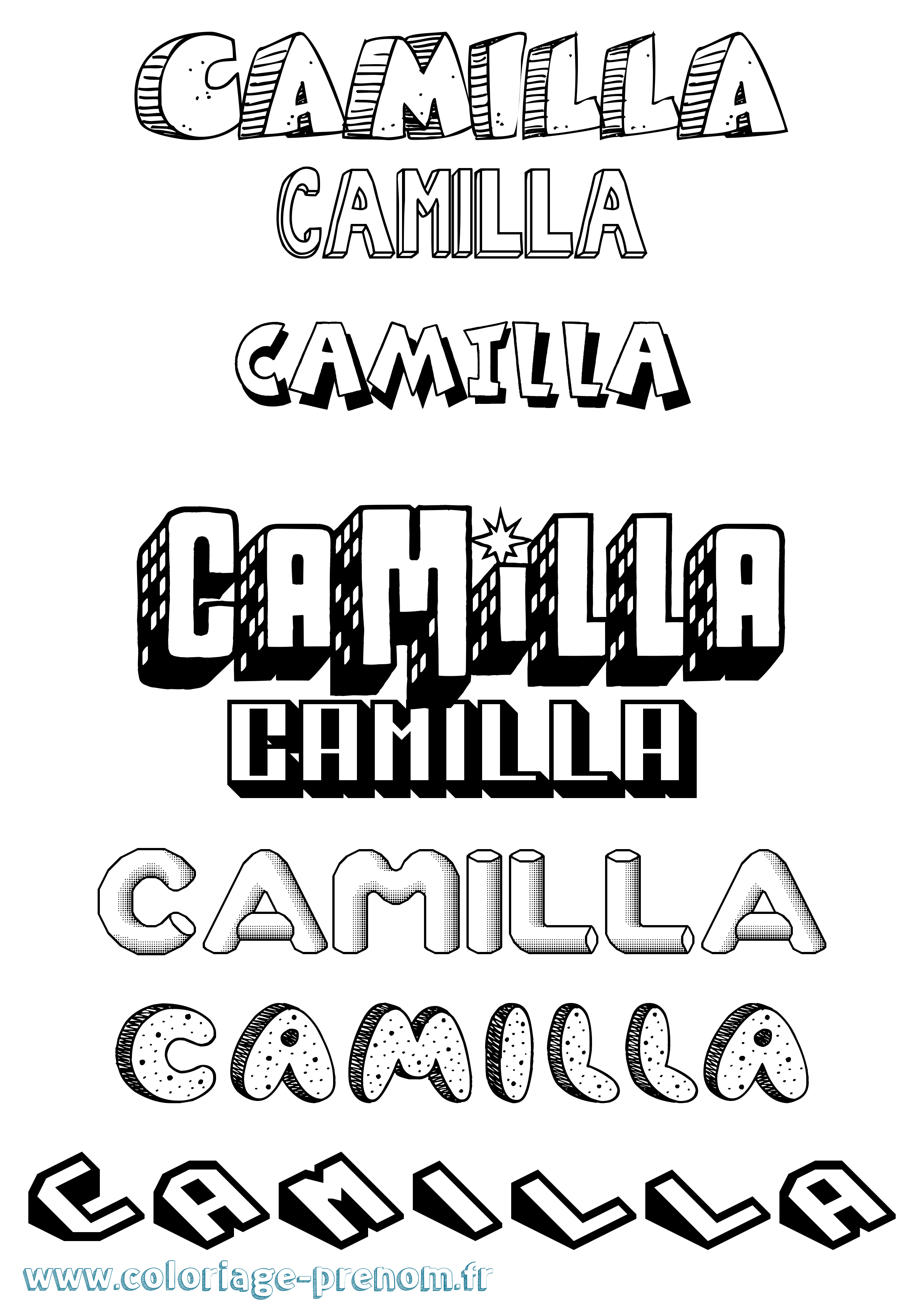 Coloriage prénom Camilla Effet 3D