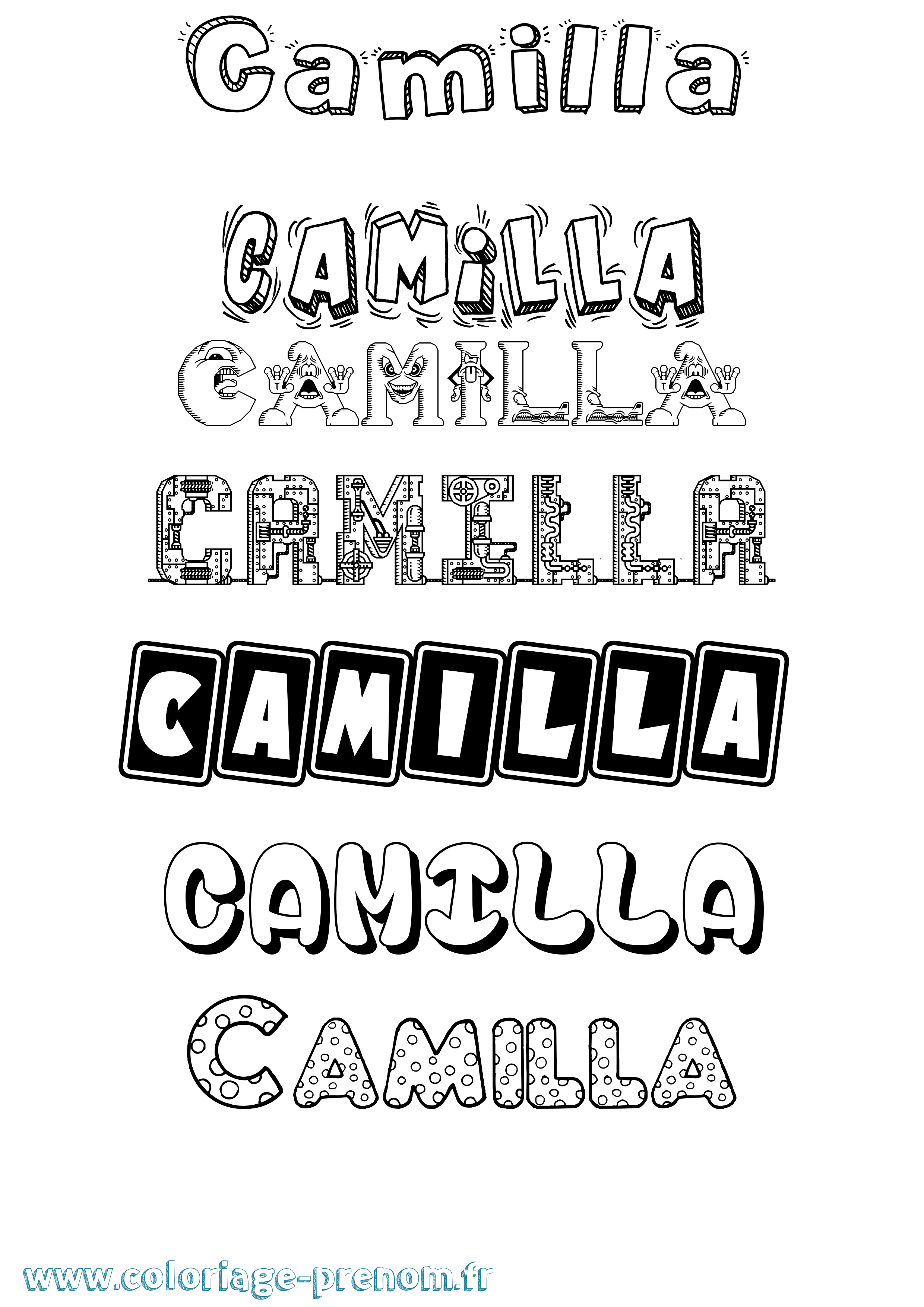 Coloriage prénom Camilla Fun