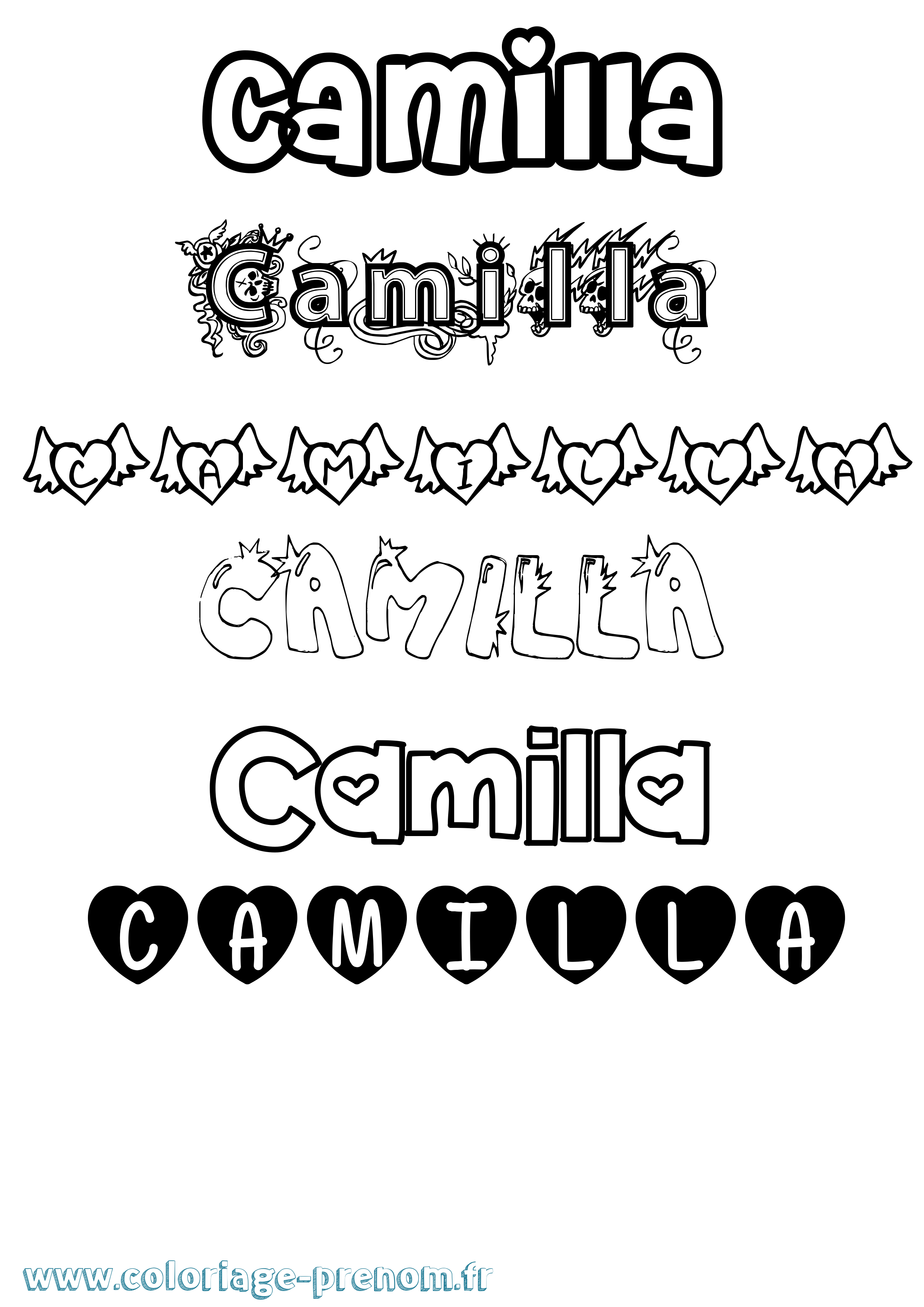 Coloriage Camilla Girly Coloriage prénom Camilla Girly