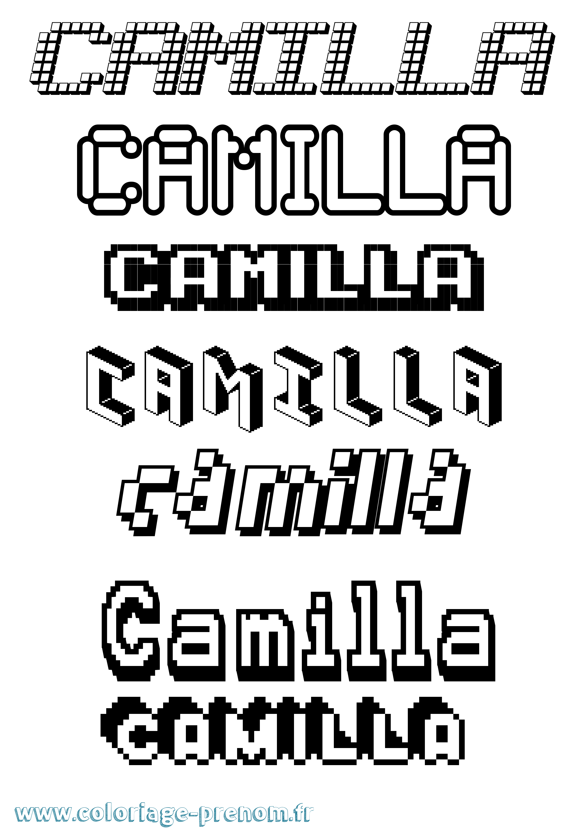 Coloriage prénom Camilla Pixel