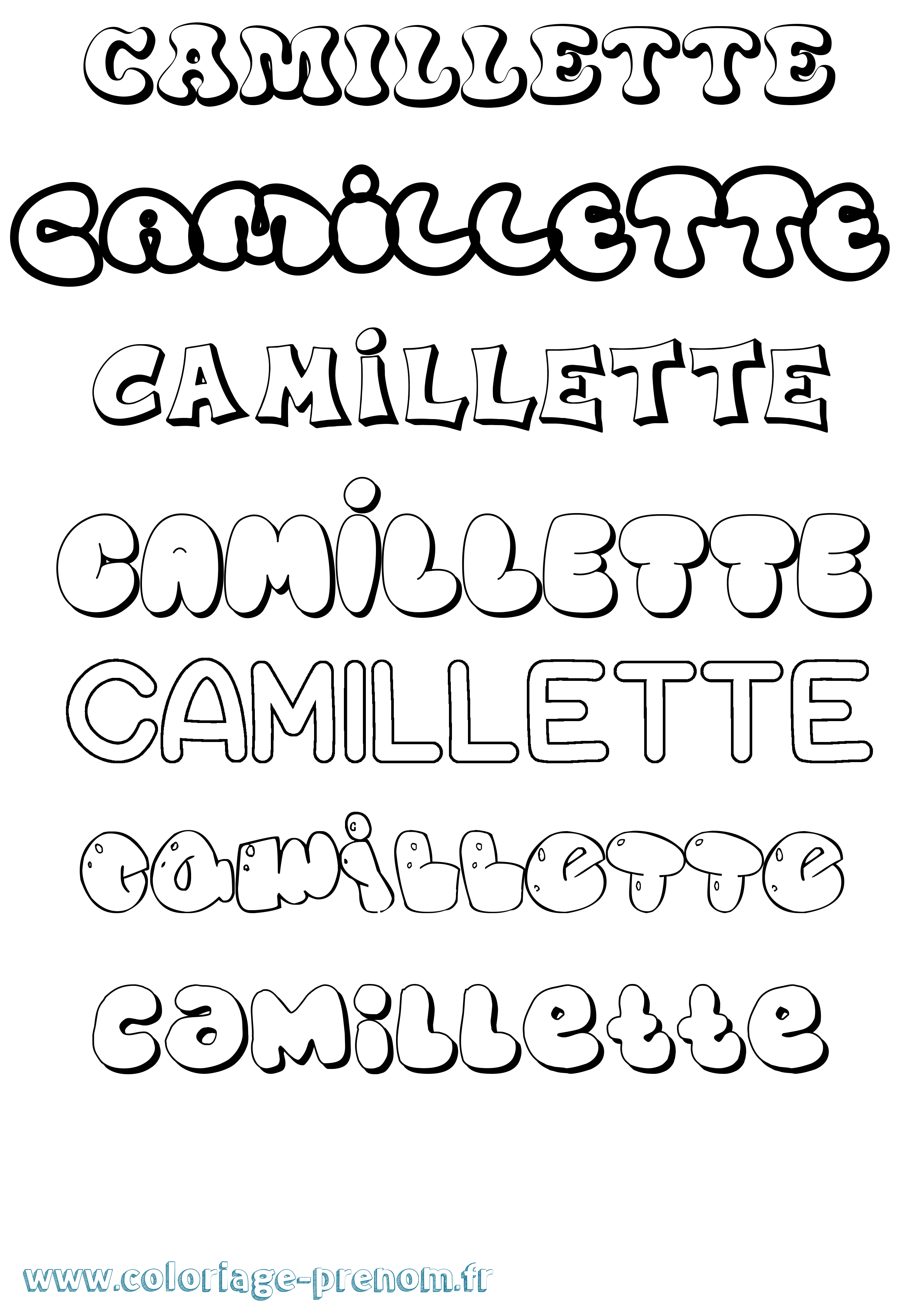 Coloriage Camillette Bubble Coloriage prénom Camillette Bubble