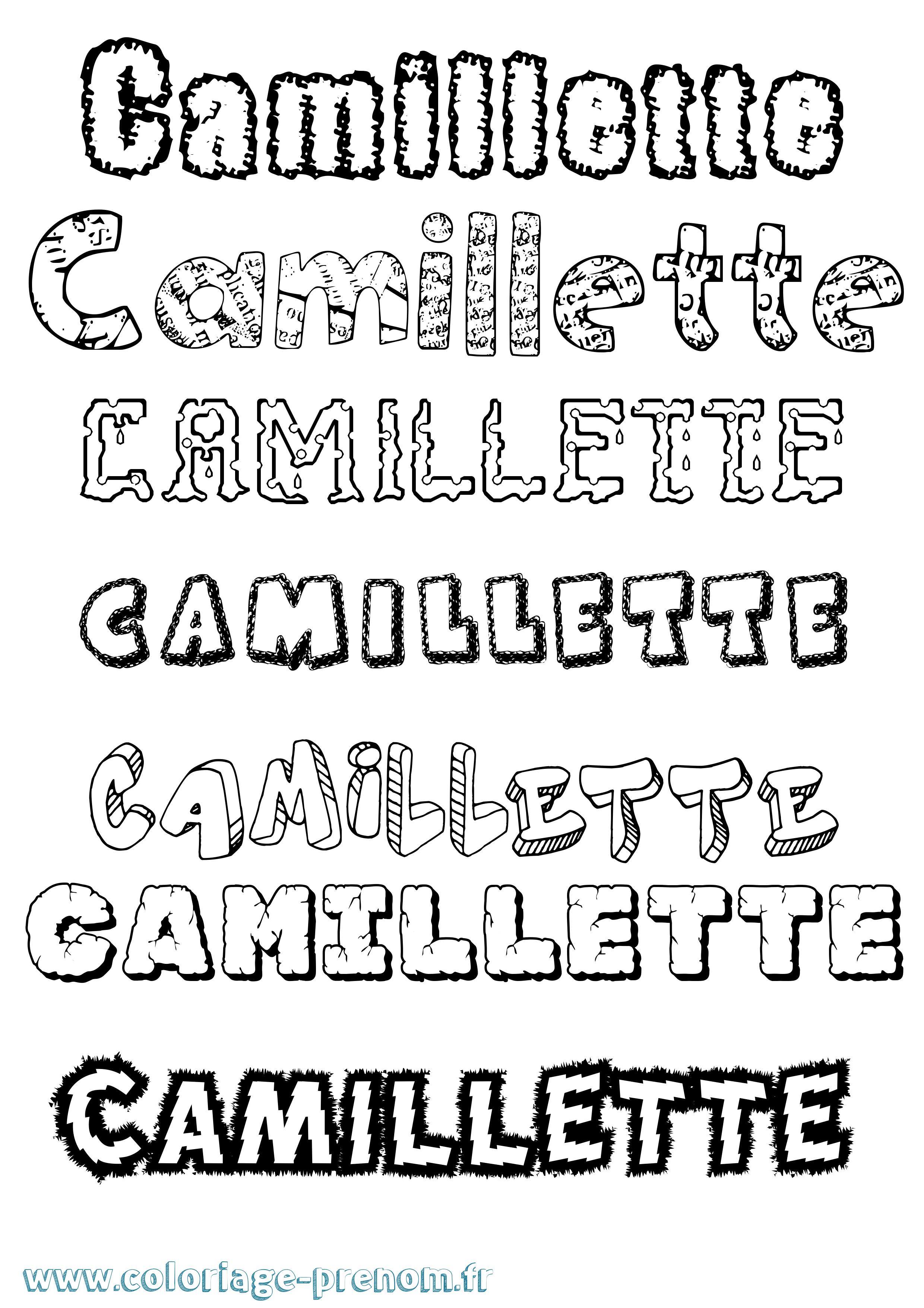 Coloriage Camillette Destructuré Coloriage prénom Camillette Destructuré