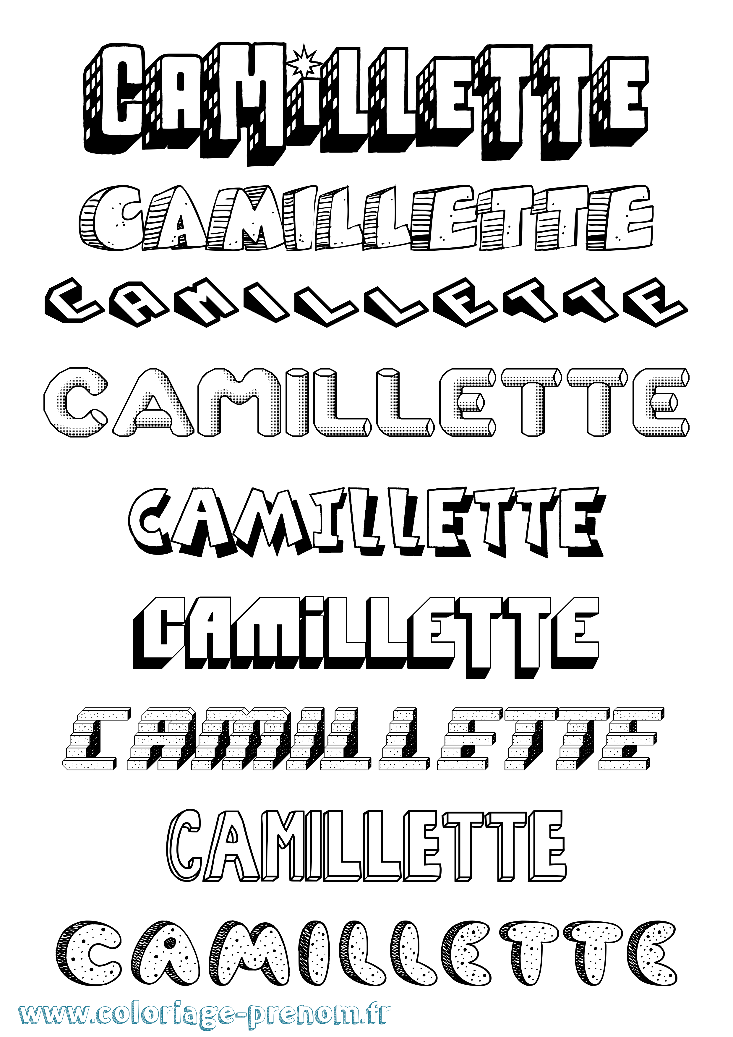 Coloriage Camillette Effet 3D Coloriage prénom Camillette Effet 3D