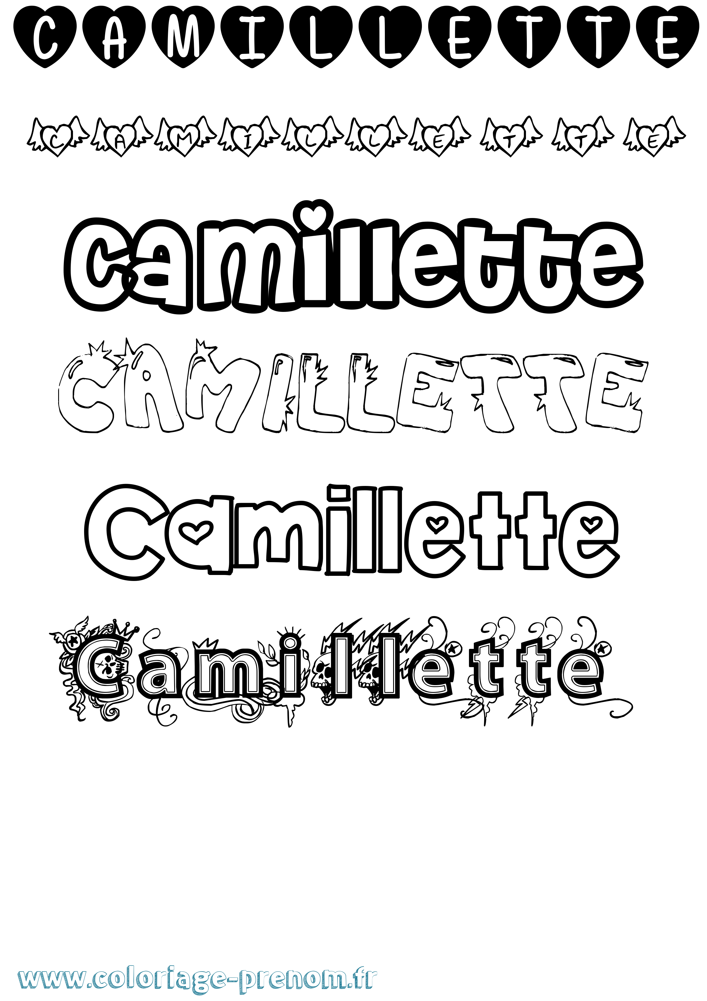 Coloriage Camillette Girly Coloriage prénom Camillette Girly
